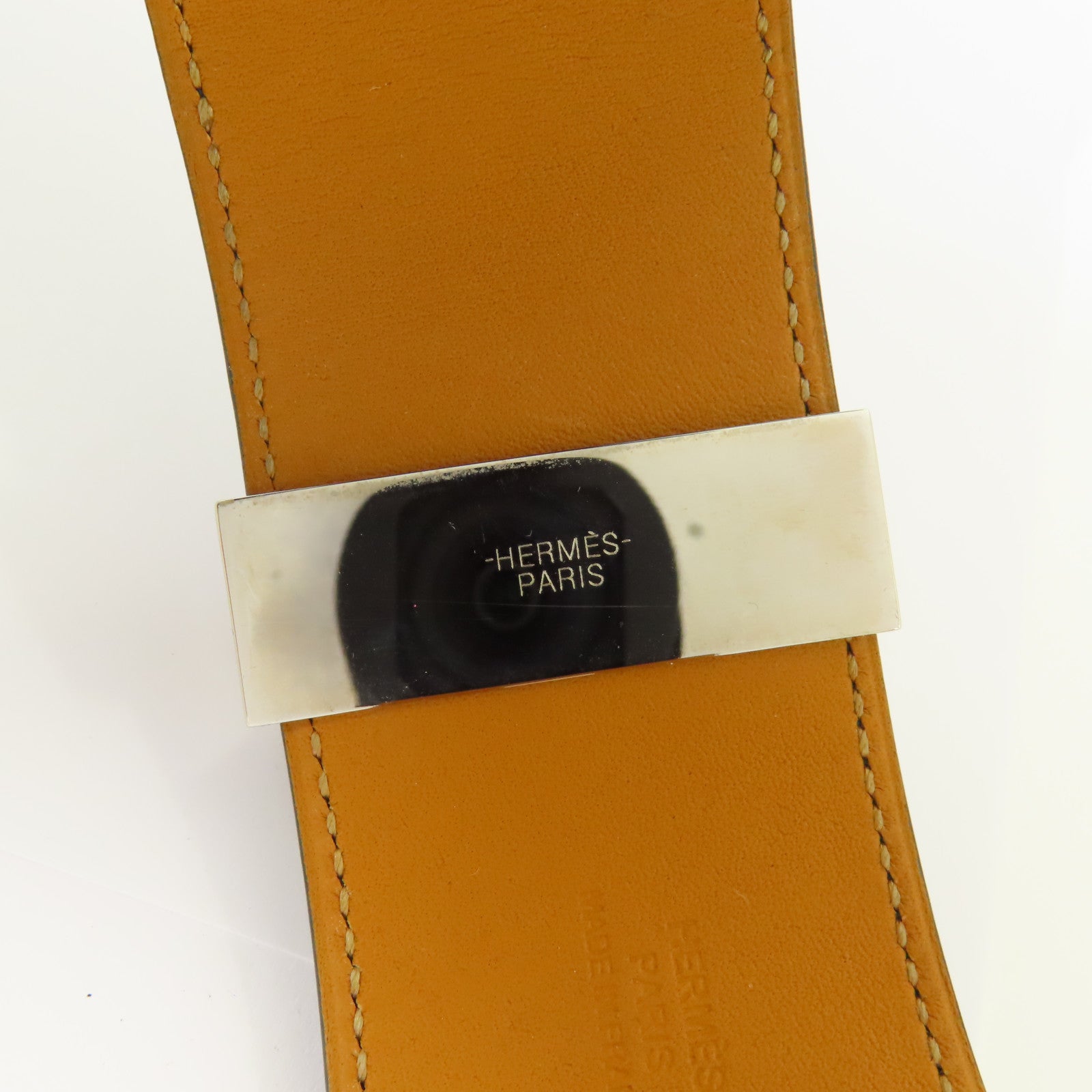 HERMES Swift皮革Collier De Chien銀扣手鐲Colvert