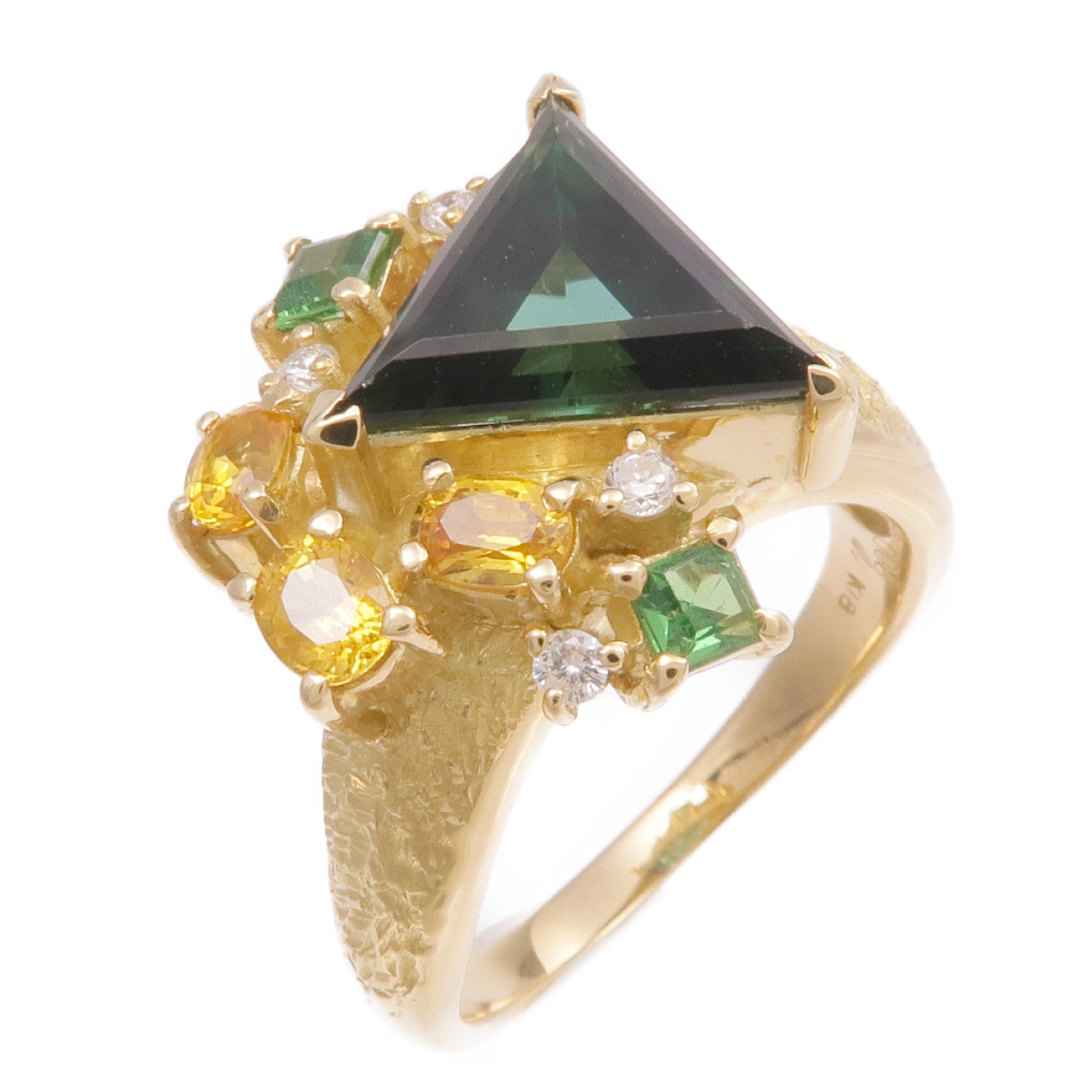JEWELRY 18K黃金Tourmaline Diamond Ring電氣石/鑽石戒指US#7.5