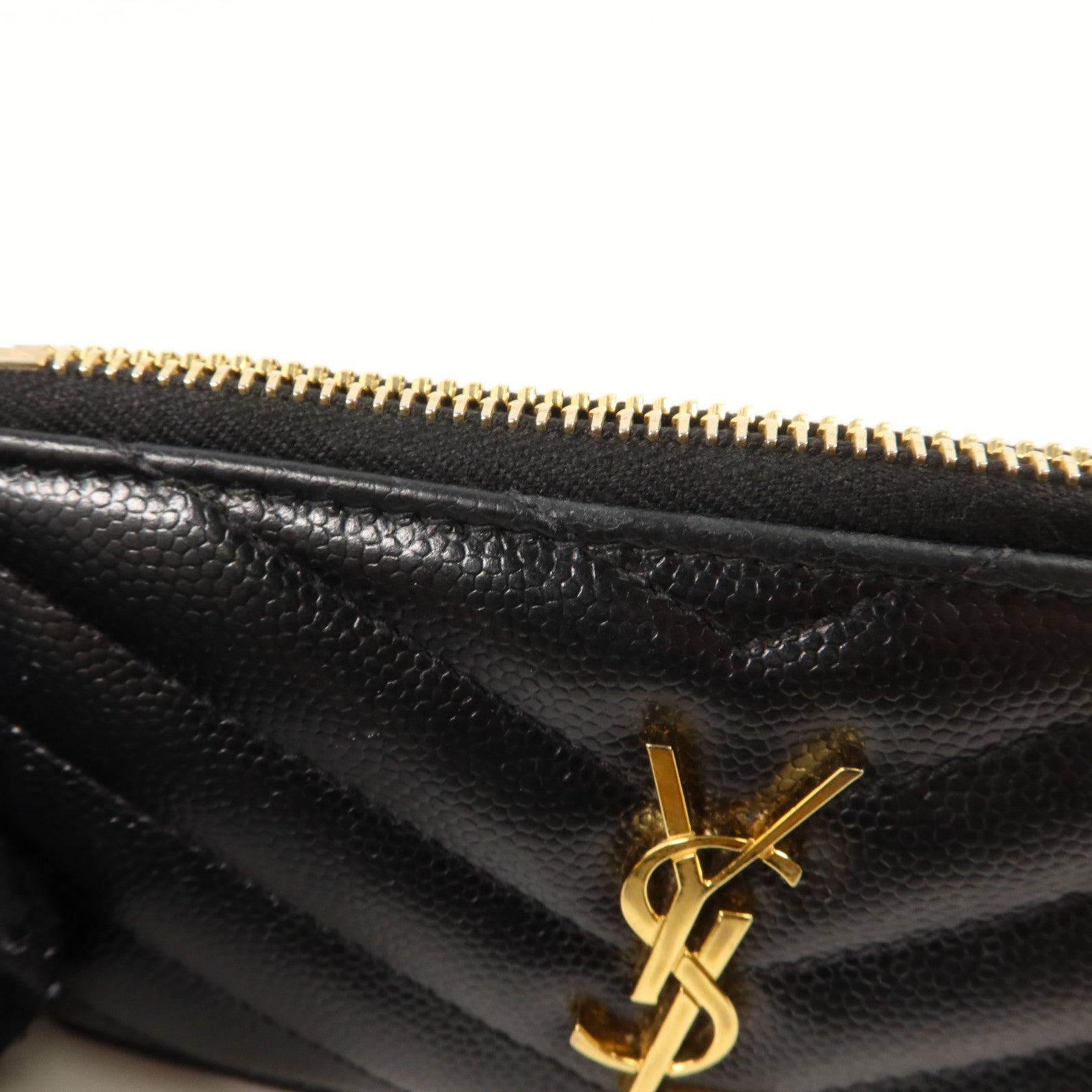 YVES SAINT LAURENT 牛皮皮革Card Case金扣卡片套