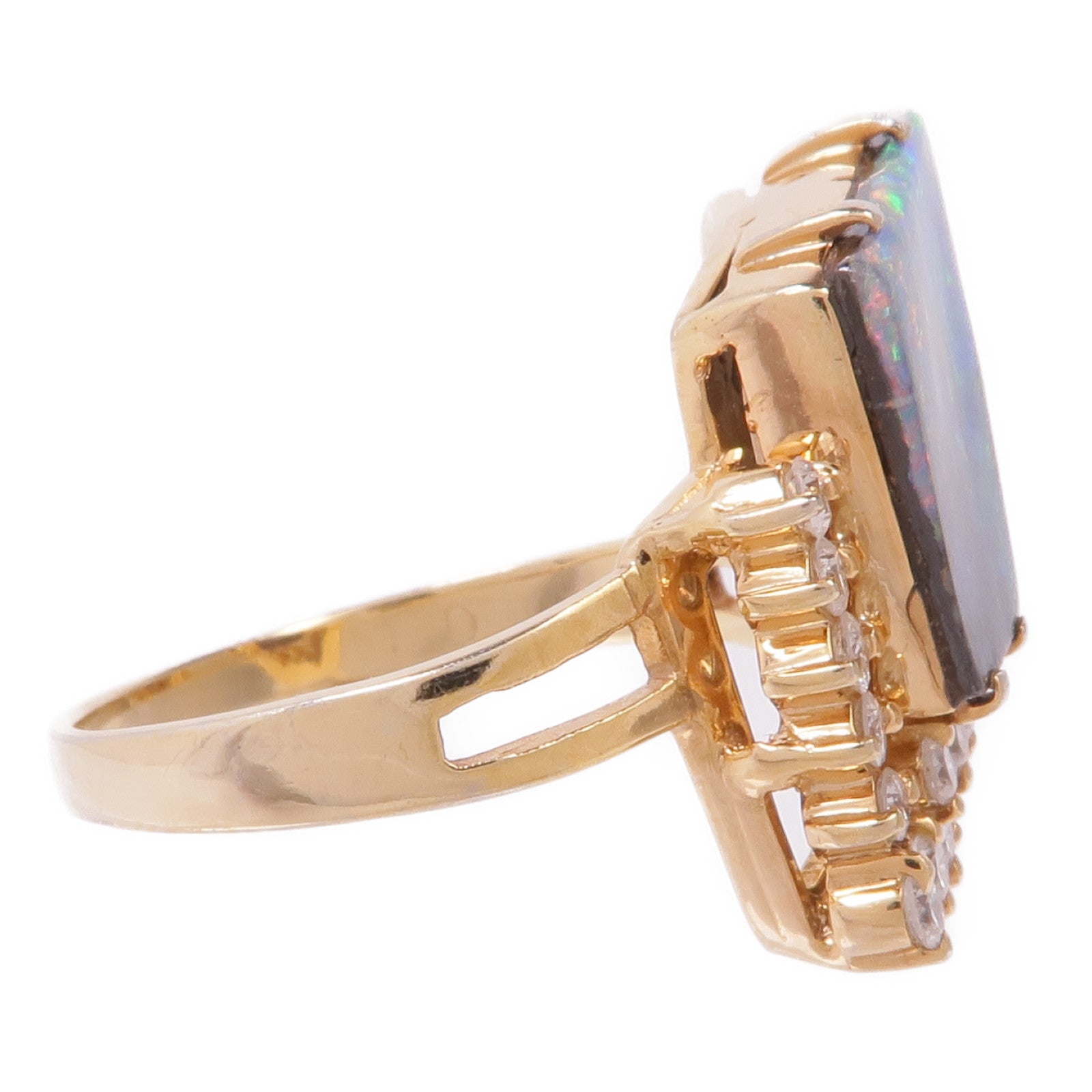 JEWELRY PT900鉑金Opal Diamond Ring戒指US#7.25