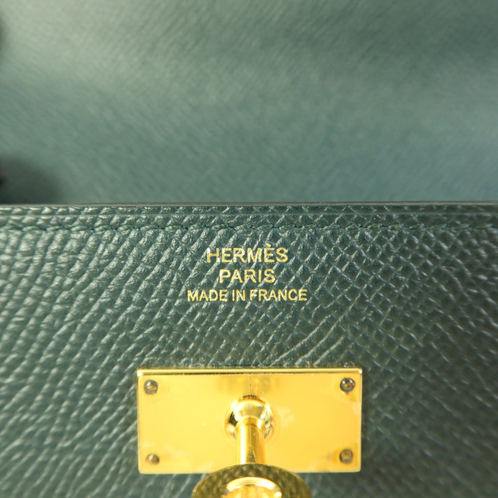 HERMES Epsom皮革Kelly Long Wallet金扣長錢包Vert Cypres