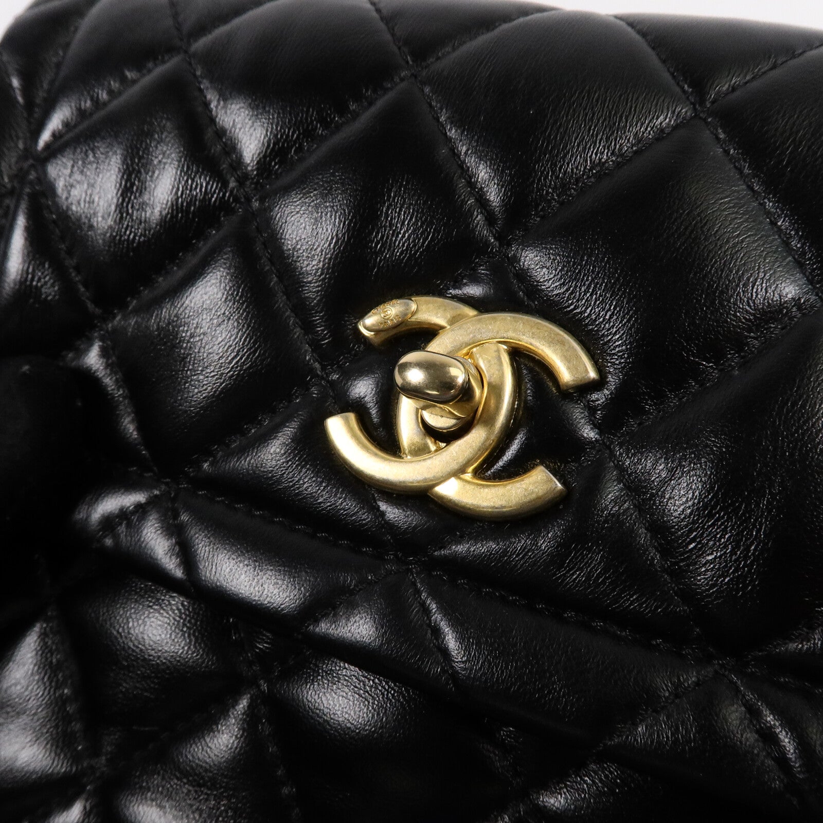 CHANEL 羊皮皮革Coco Mark Square Flap鏈帶手挽肩背兩用袋