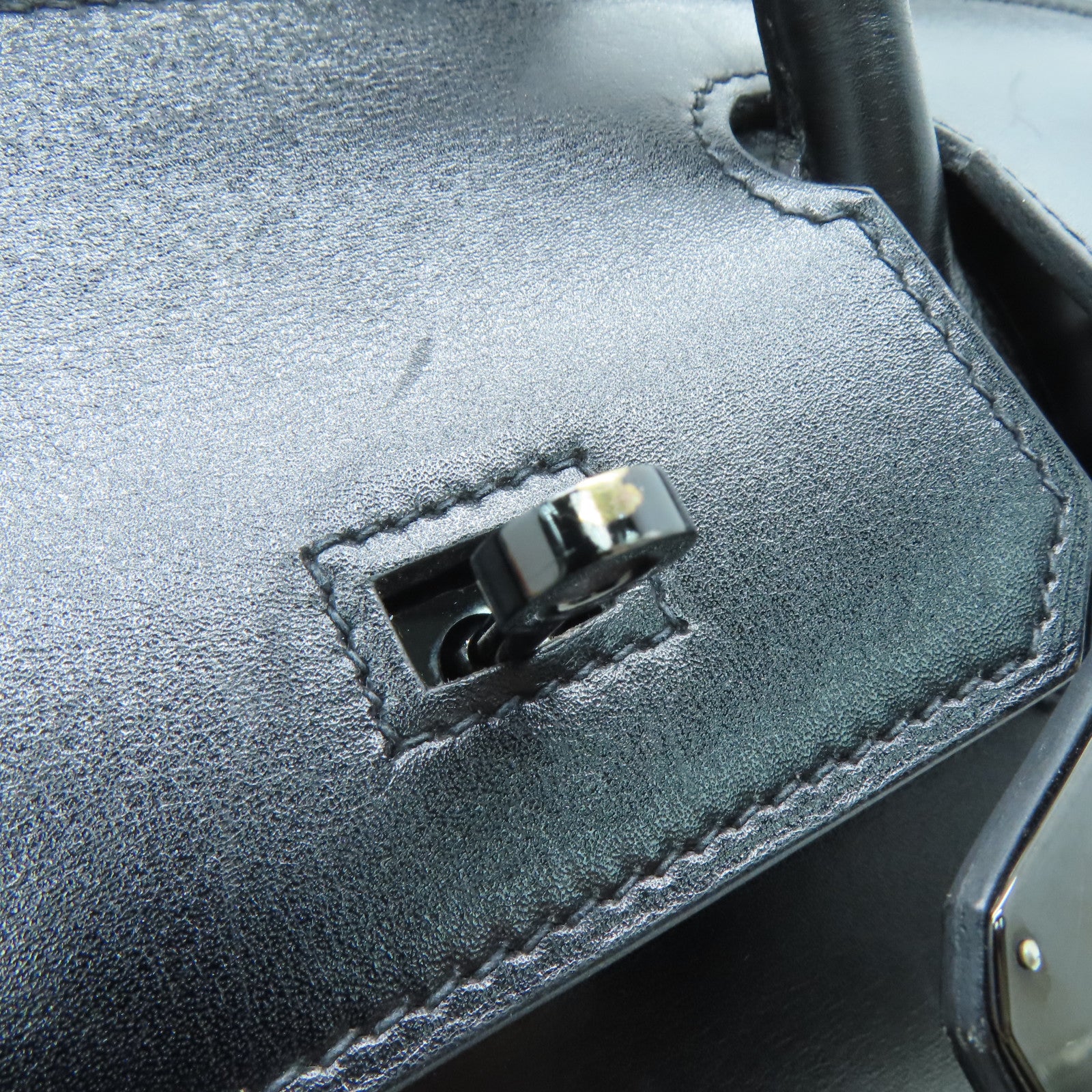 HERMES Box Calf皮革Birkin 30 So Black手挽袋黑色