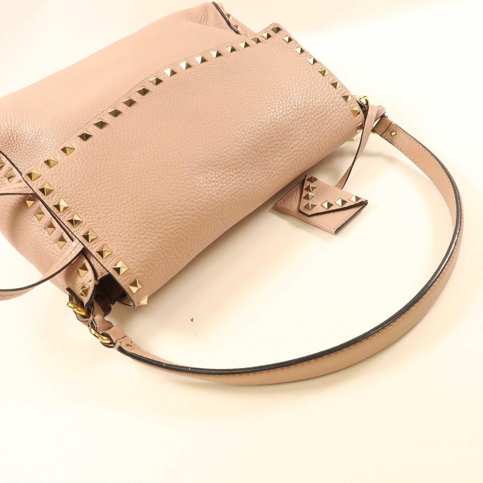 Valentino 牛皮皮革Shoulder Bag/Handbag金扣手挽袋/淺粉紅色肩背袋