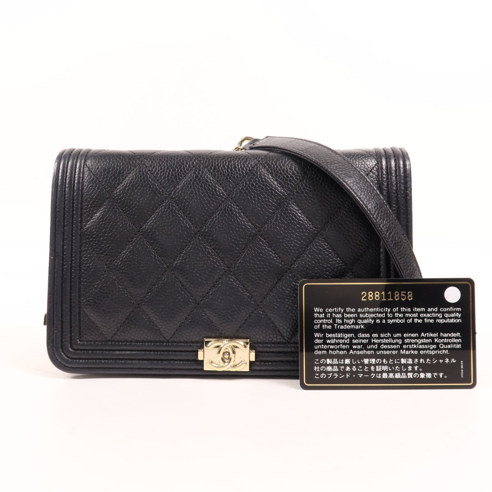 CHANEL 牛皮皮革Boy WOC Wallet On Chain金扣鏈帶肩背袋