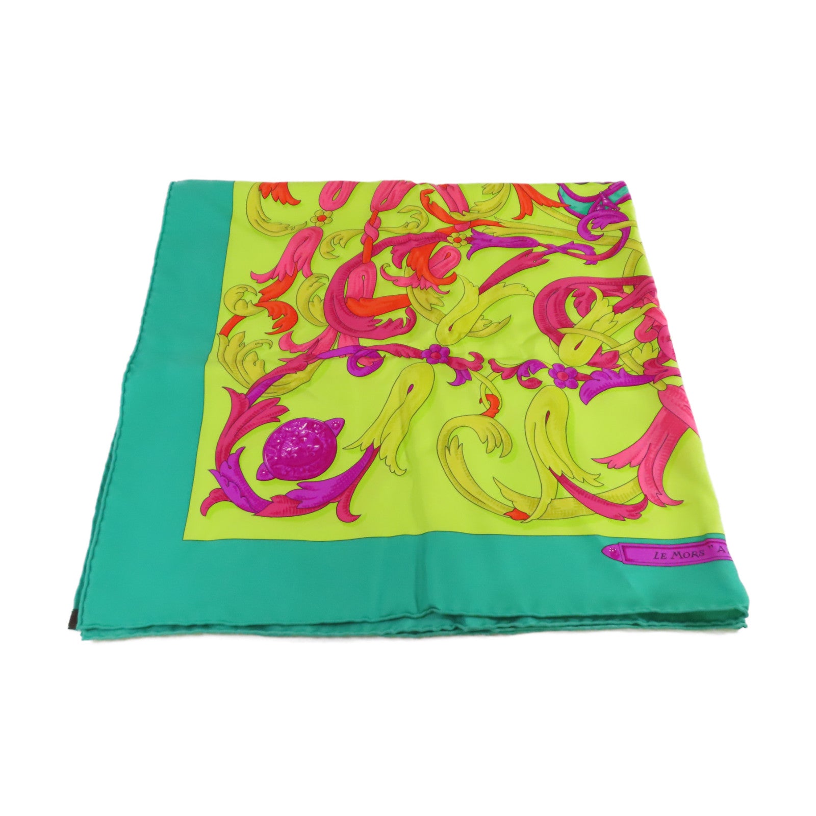 HERMES 【激減優惠】絲質90x90 Scarf絲巾青綠色/綠色/彩色