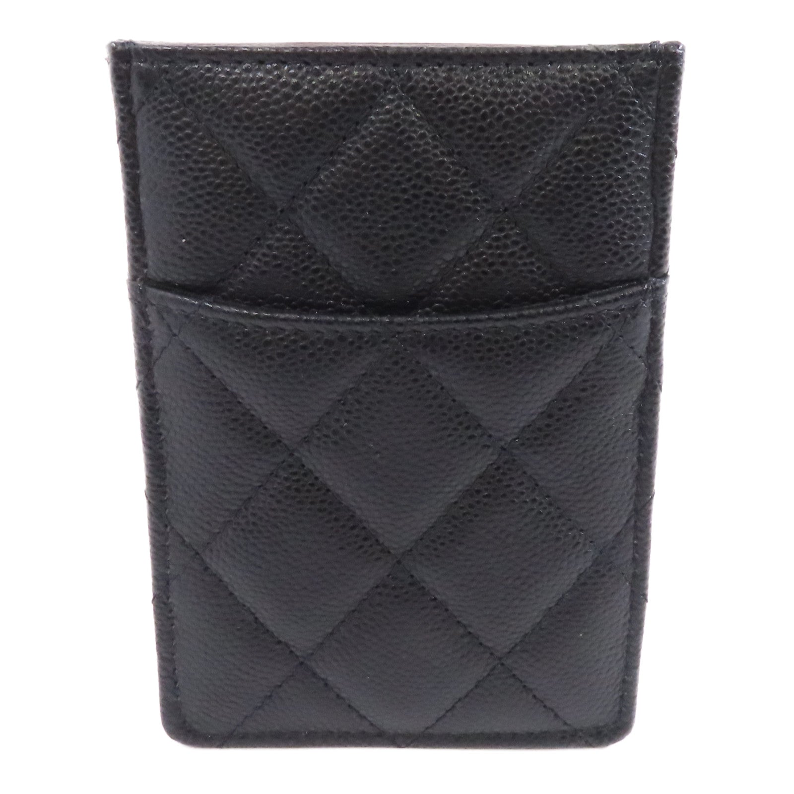 CHANEL 菱格Caviar皮革Card Case金扣卡片套黑色