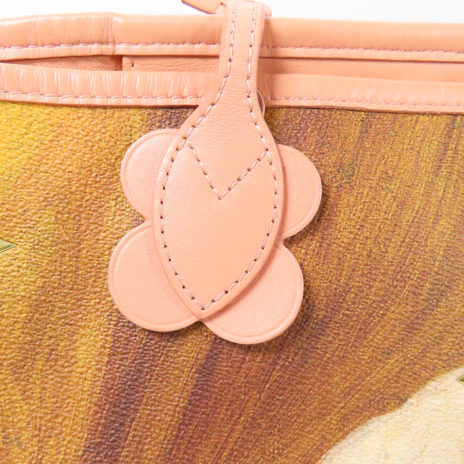 LOUIS VUITTON 塗層帆布/牛皮皮革Masters Collection Fragonard Neverfull MM手挽袋棕色/粉紅色