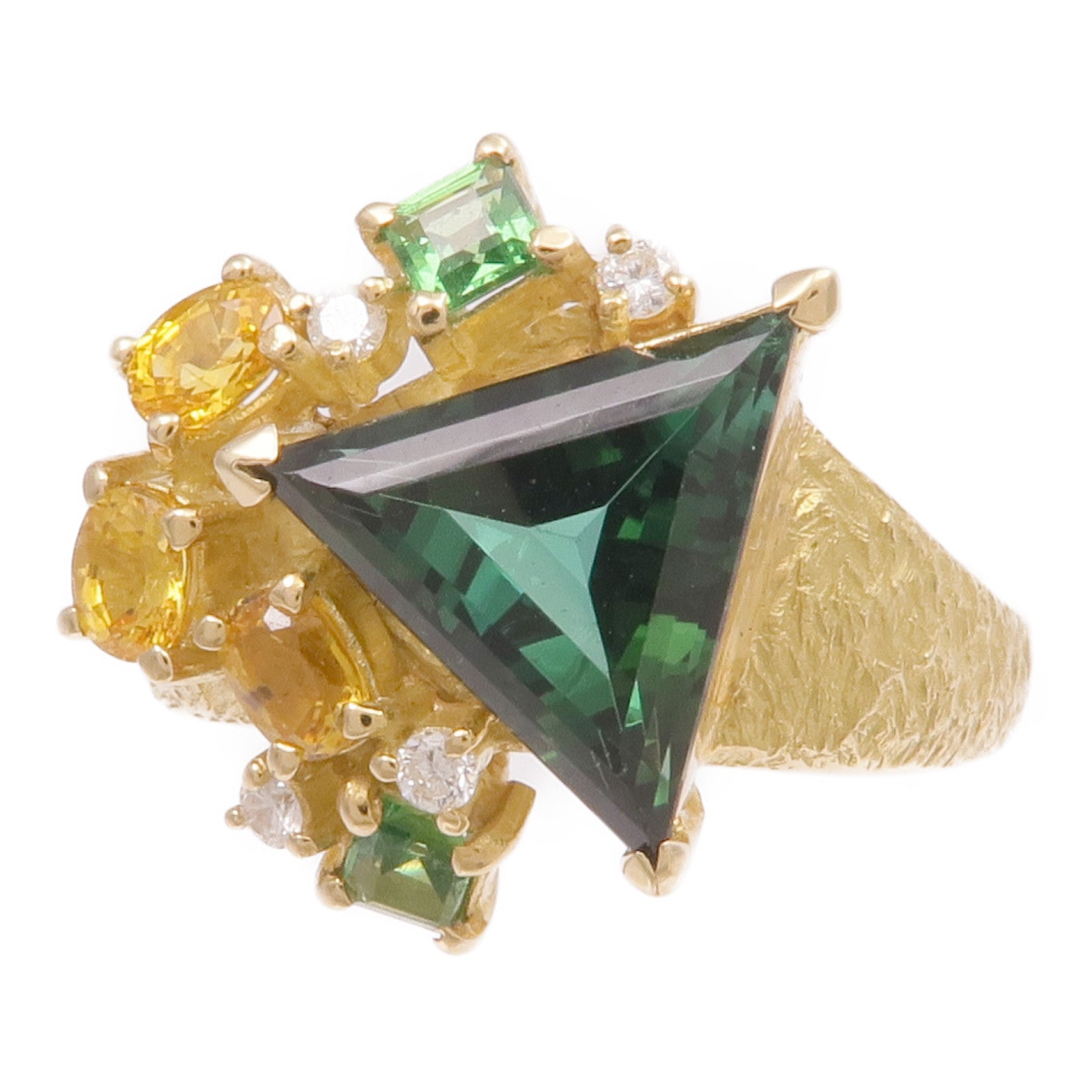 JEWELRY 18K黃金Tourmaline Diamond Ring電氣石/鑽石戒指US#7.5