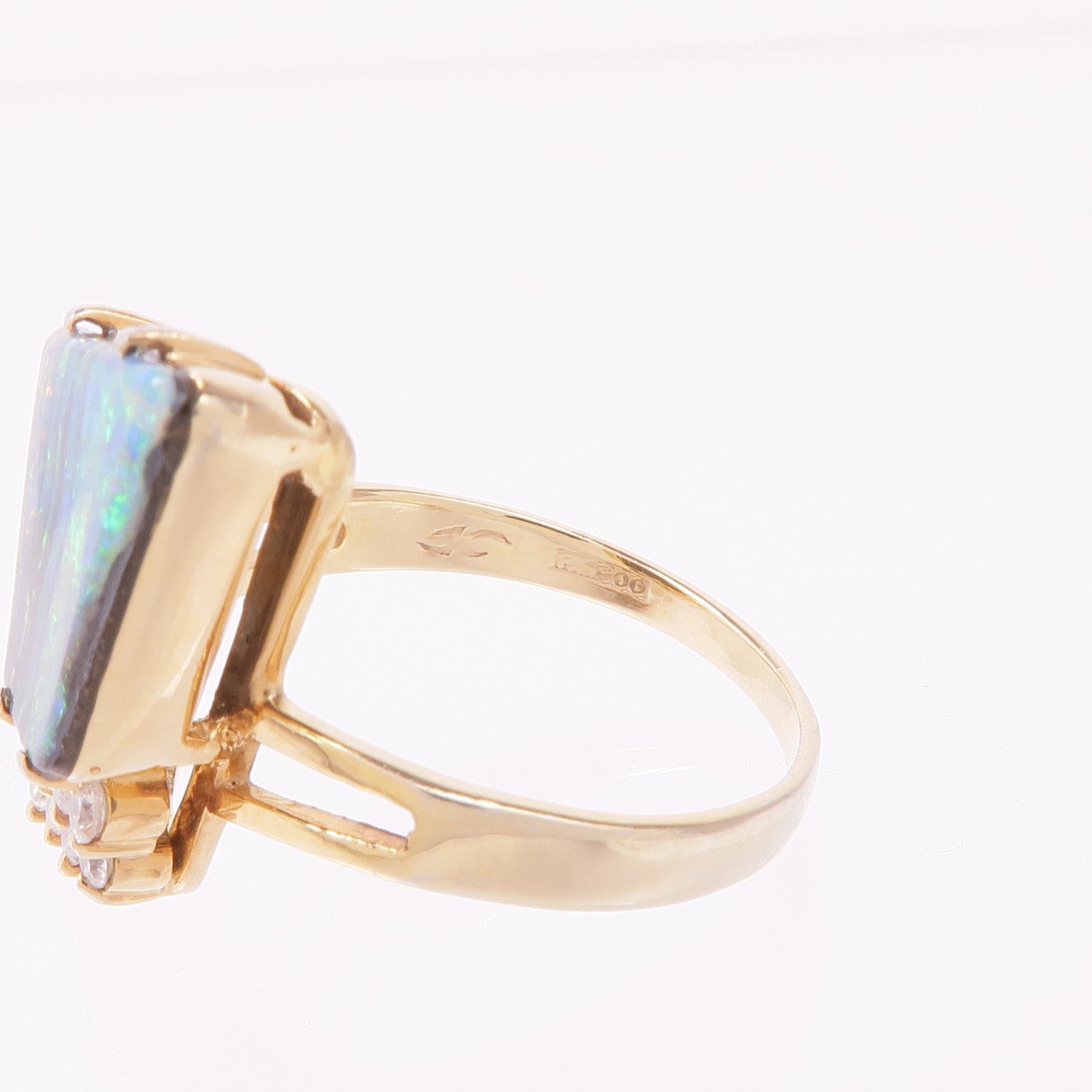 JEWELRY PT900鉑金Opal Diamond Ring戒指US#7.25