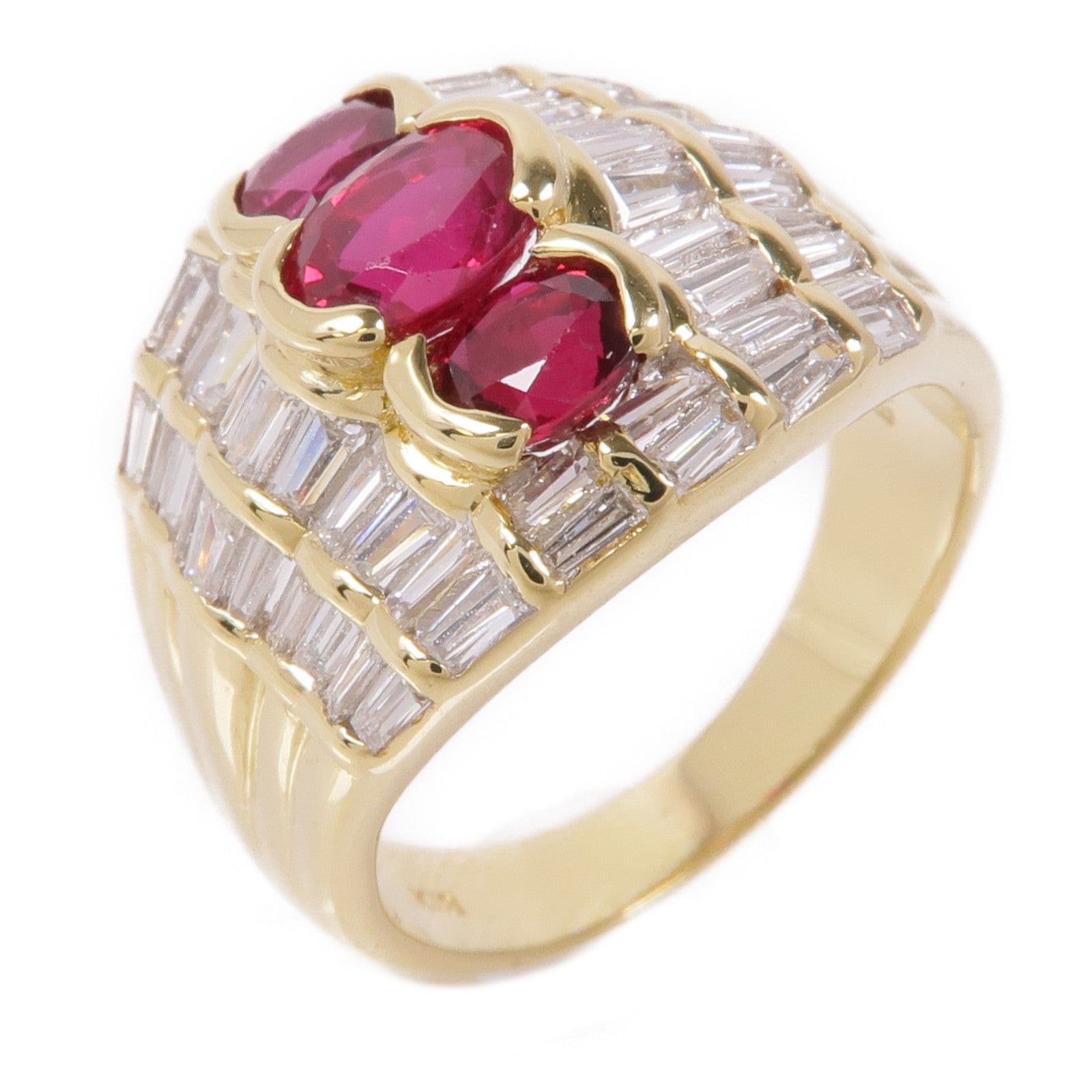 JEWELRY Ruby Diamond Ring 18K Yellow Gold US#6.5