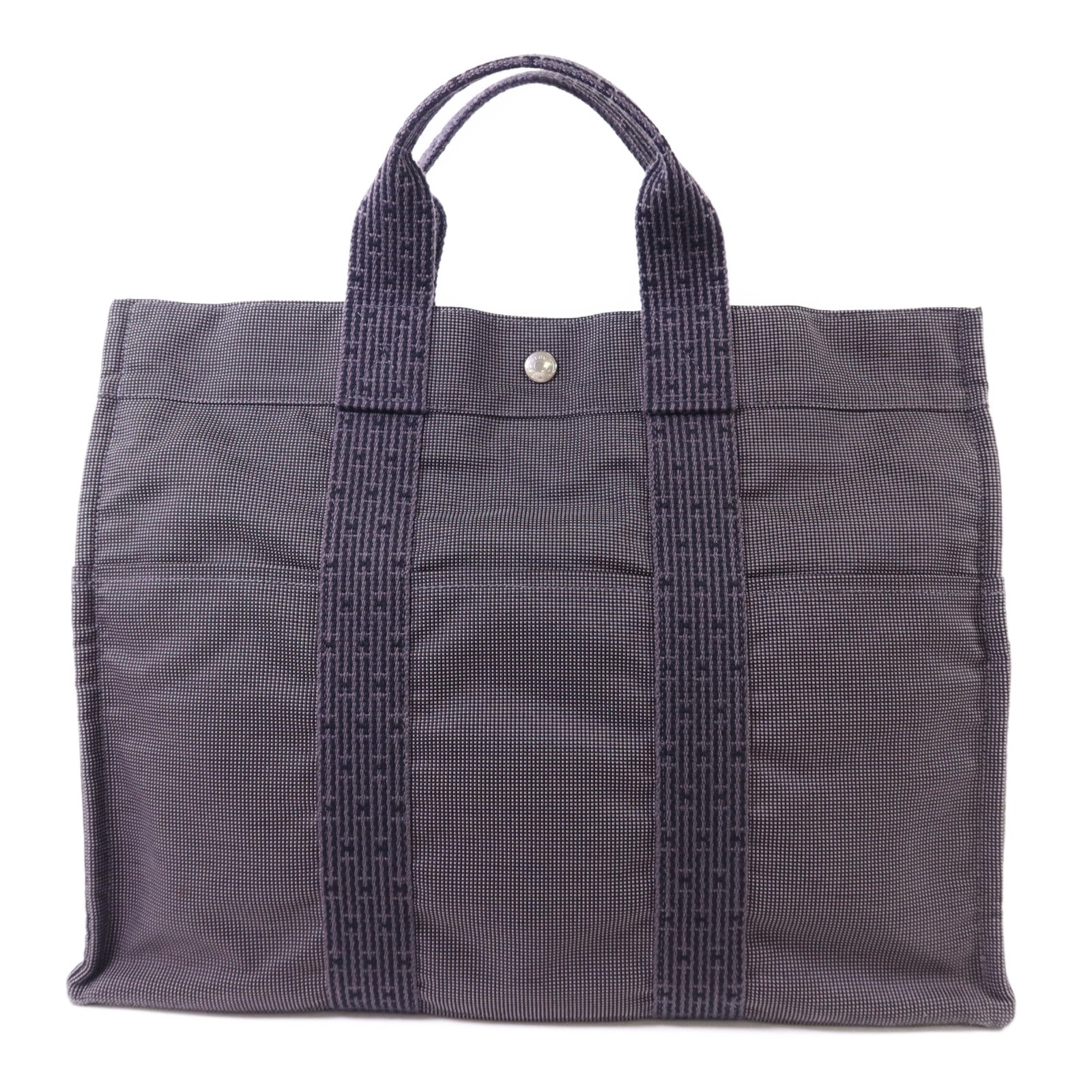 HERMES 帆布Fourre Tout Tote MM銀扣手挽袋