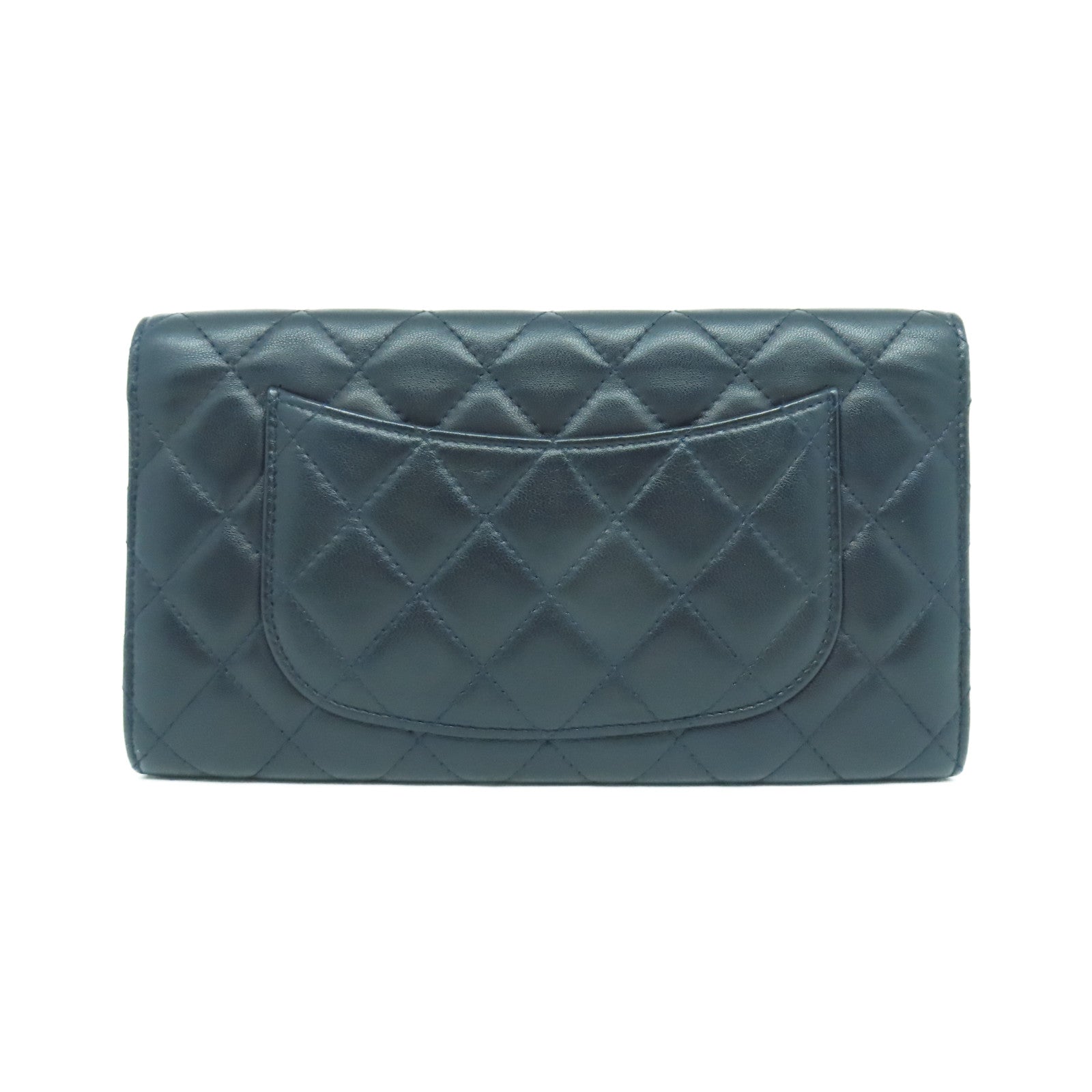 CHANEL 【激減優惠】菱格羊皮皮革Long Wallet銀扣長錢包黑色