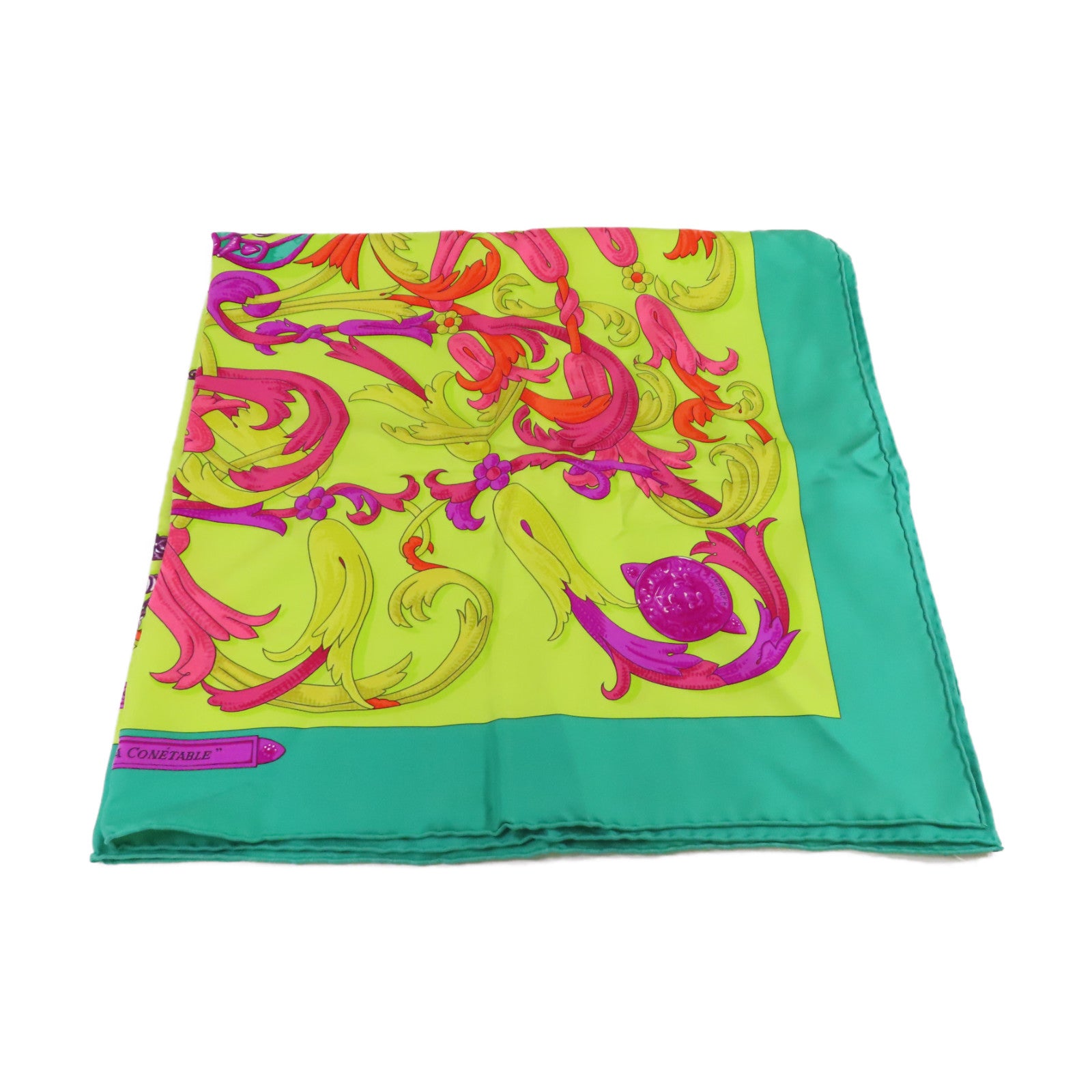 HERMES 【激減優惠】絲質90x90 Scarf絲巾青綠色/綠色/彩色