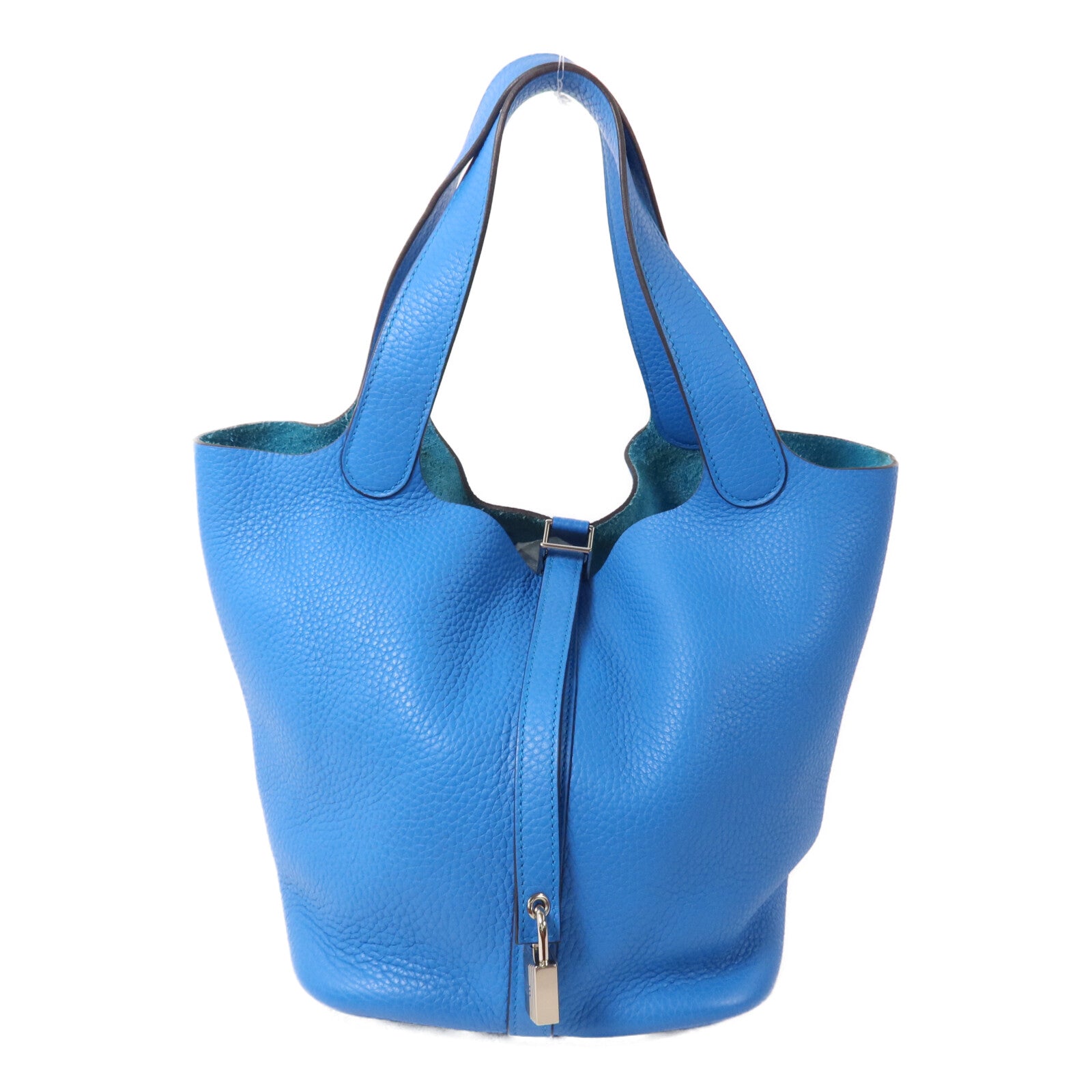 HERMES Clemence皮革Picotin MM扣手挽袋Bleu Zanzibar