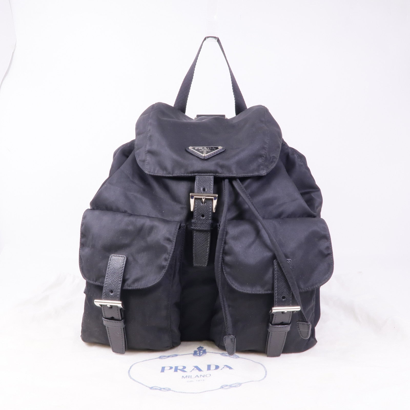 PRADA 尼龍Backpack銀扣背包