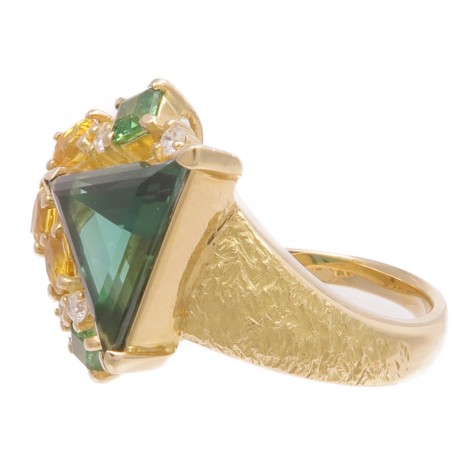 JEWELRY 18K黃金Tourmaline Diamond Ring電氣石/鑽石戒指US#7.5
