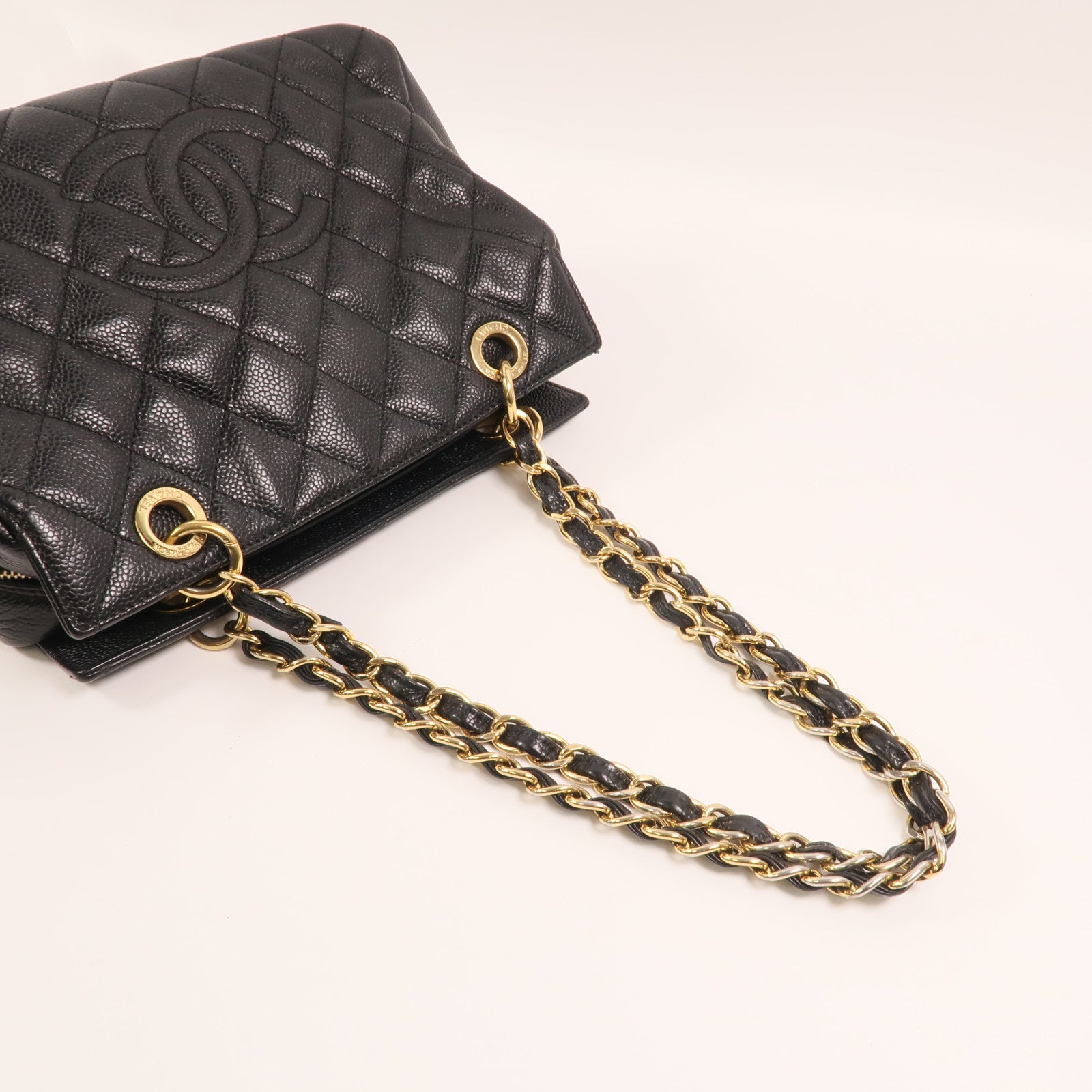 CHANEL 牛皮皮革Petite Timeless Tote金扣肩背袋