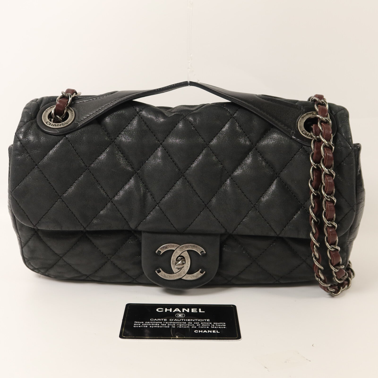 CHANEL 牛皮皮革In The Mix Flap Bag鏈帶手挽肩背兩用袋