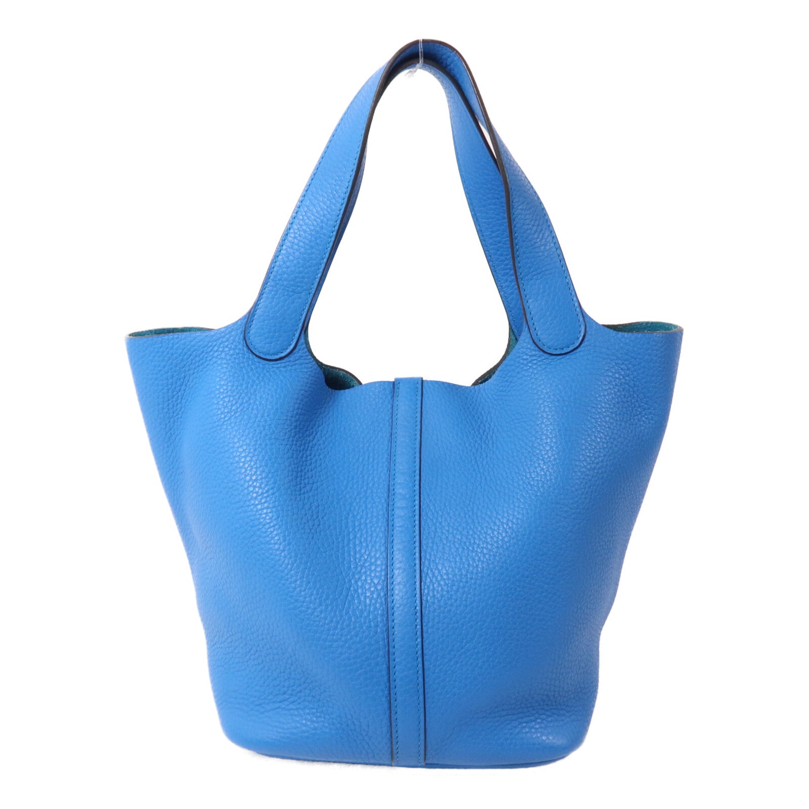 HERMES Clemence皮革Picotin MM扣手挽袋Bleu Zanzibar