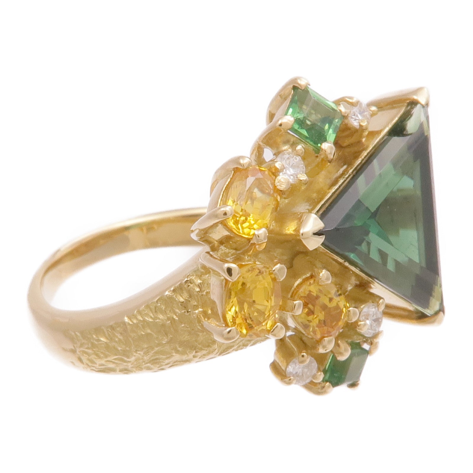 JEWELRY 18K黃金Tourmaline Diamond Ring電氣石/鑽石戒指US#7.5