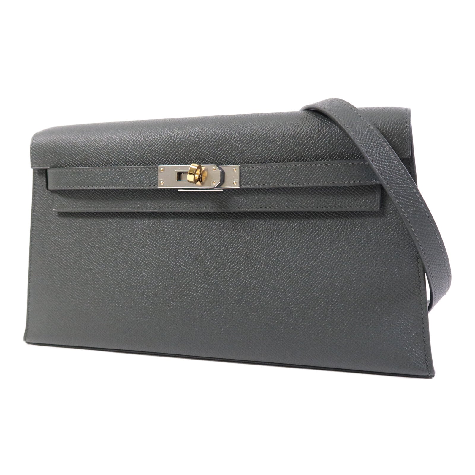 HERMES Epsom皮革Kelly Elan肩背袋Vert Mangrove