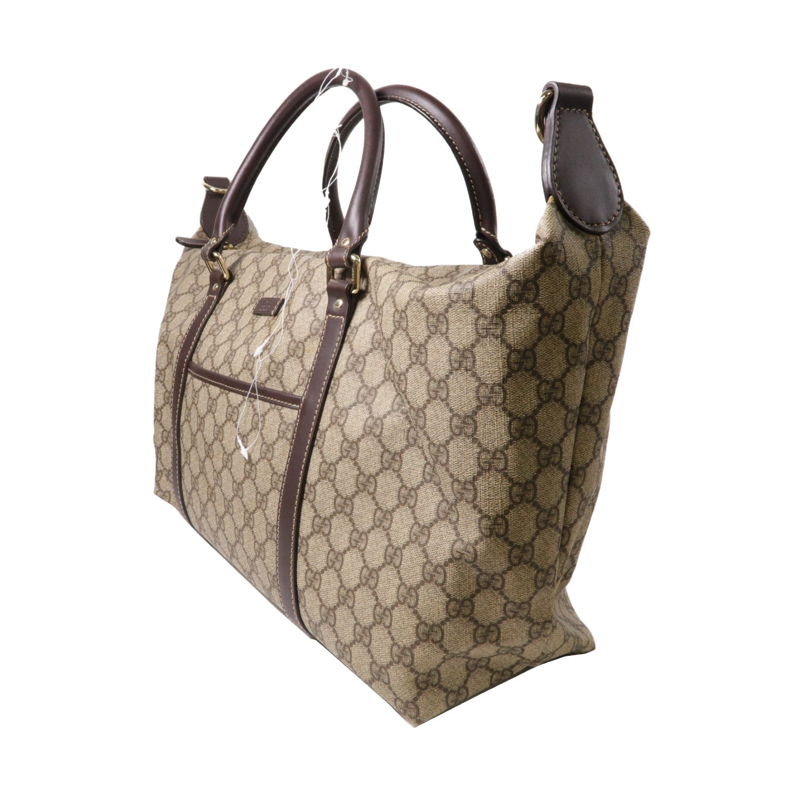 GUCCI 塗層帆布Boston Bag金扣手挽肩背兩用袋啡色