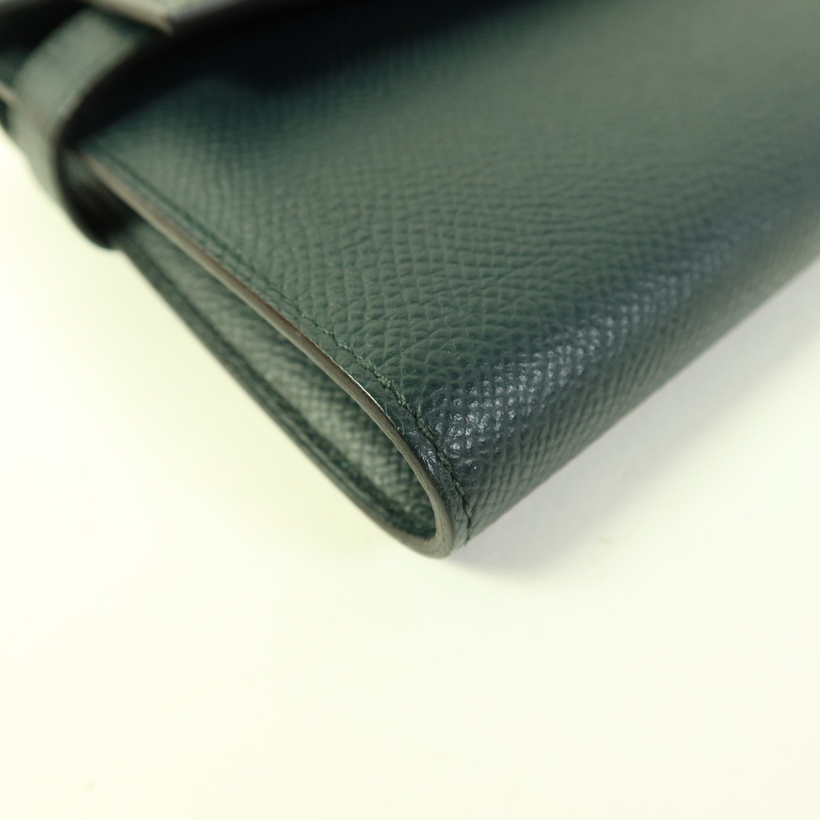HERMES Epsom皮革Kelly Long Wallet金扣長錢包Vert Cypres