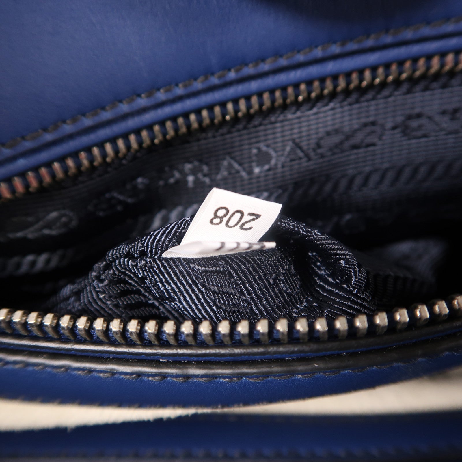 PRADA SHW 2 Way Shoulder Bag Handbag Calfskin Leather Blue