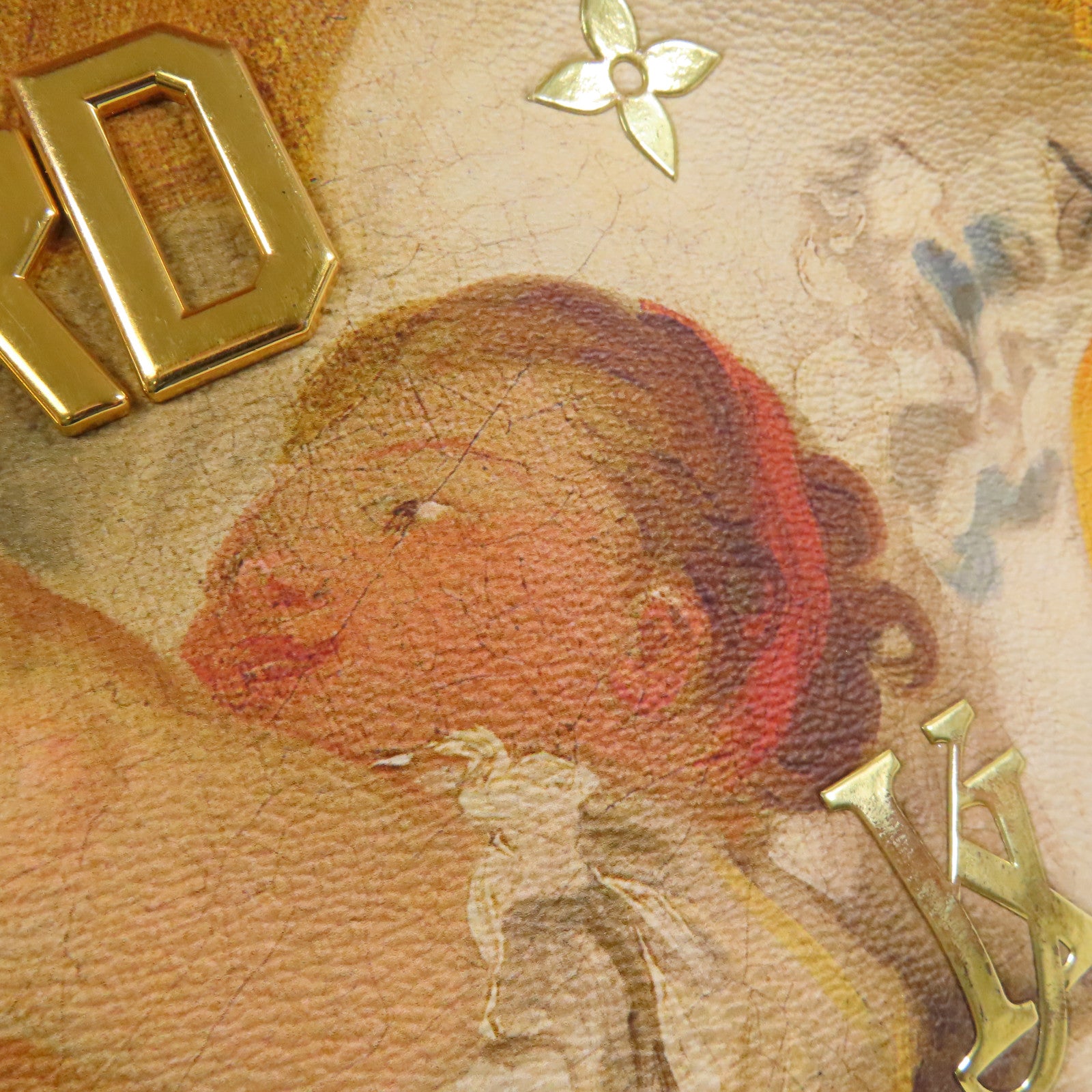 LOUIS VUITTON 塗層帆布/牛皮皮革Masters Collection Fragonard Neverfull MM手挽袋棕色/粉紅色