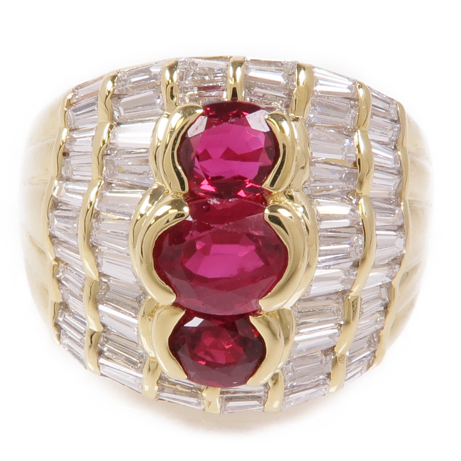 JEWELRY Ruby Diamond Ring 18K Yellow Gold US#6.5
