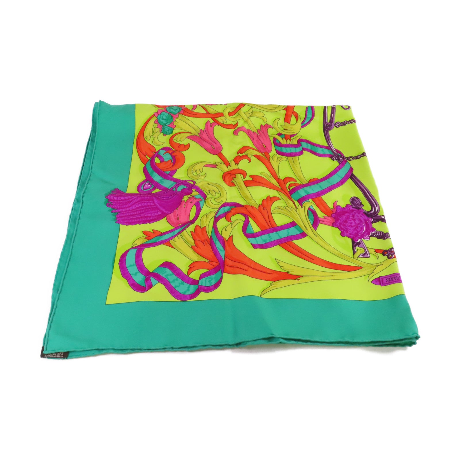 HERMES 【激減優惠】絲質90x90 Scarf絲巾青綠色/綠色/彩色
