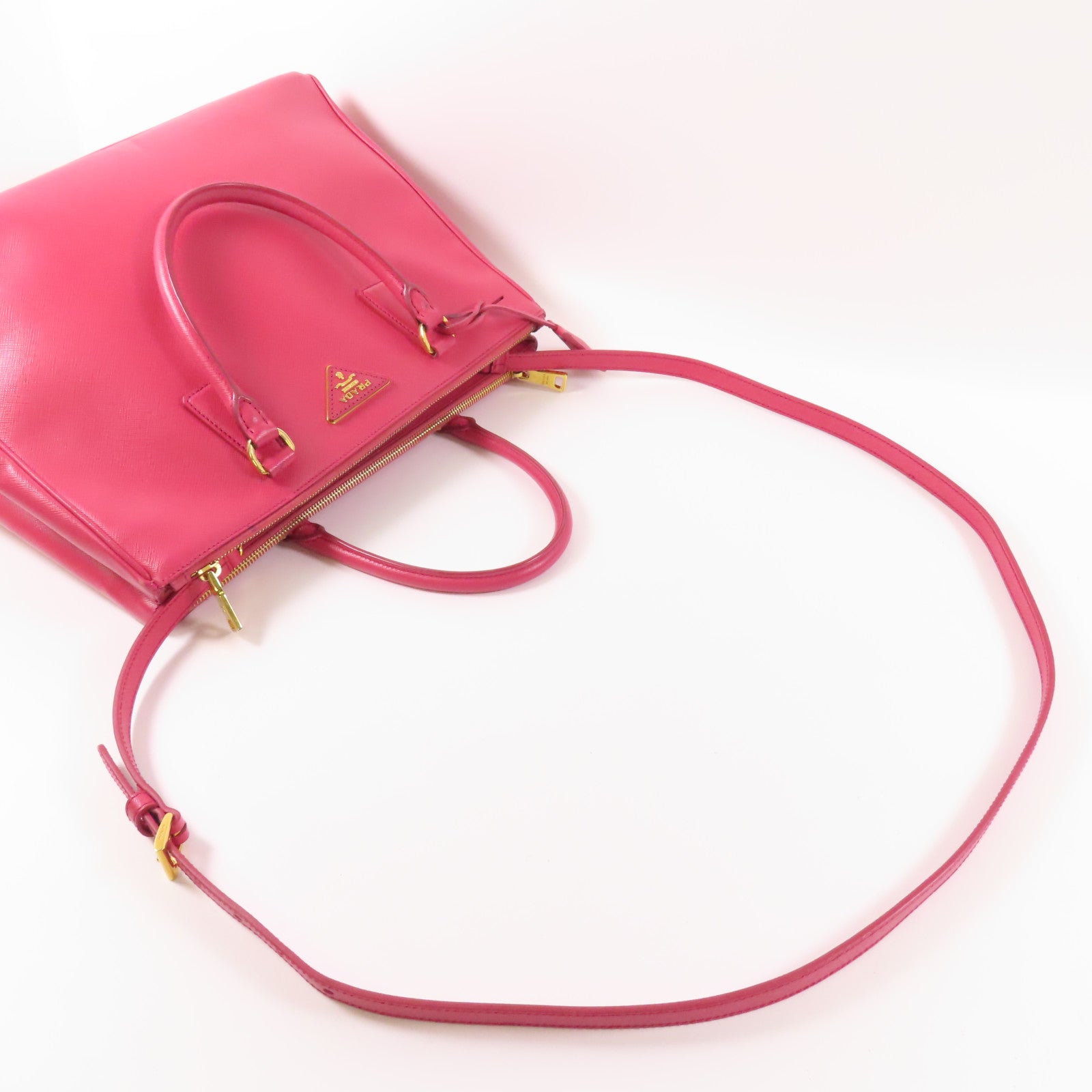 PRADA Saffiano皮革2 Way Bag金扣手挽肩背兩用袋