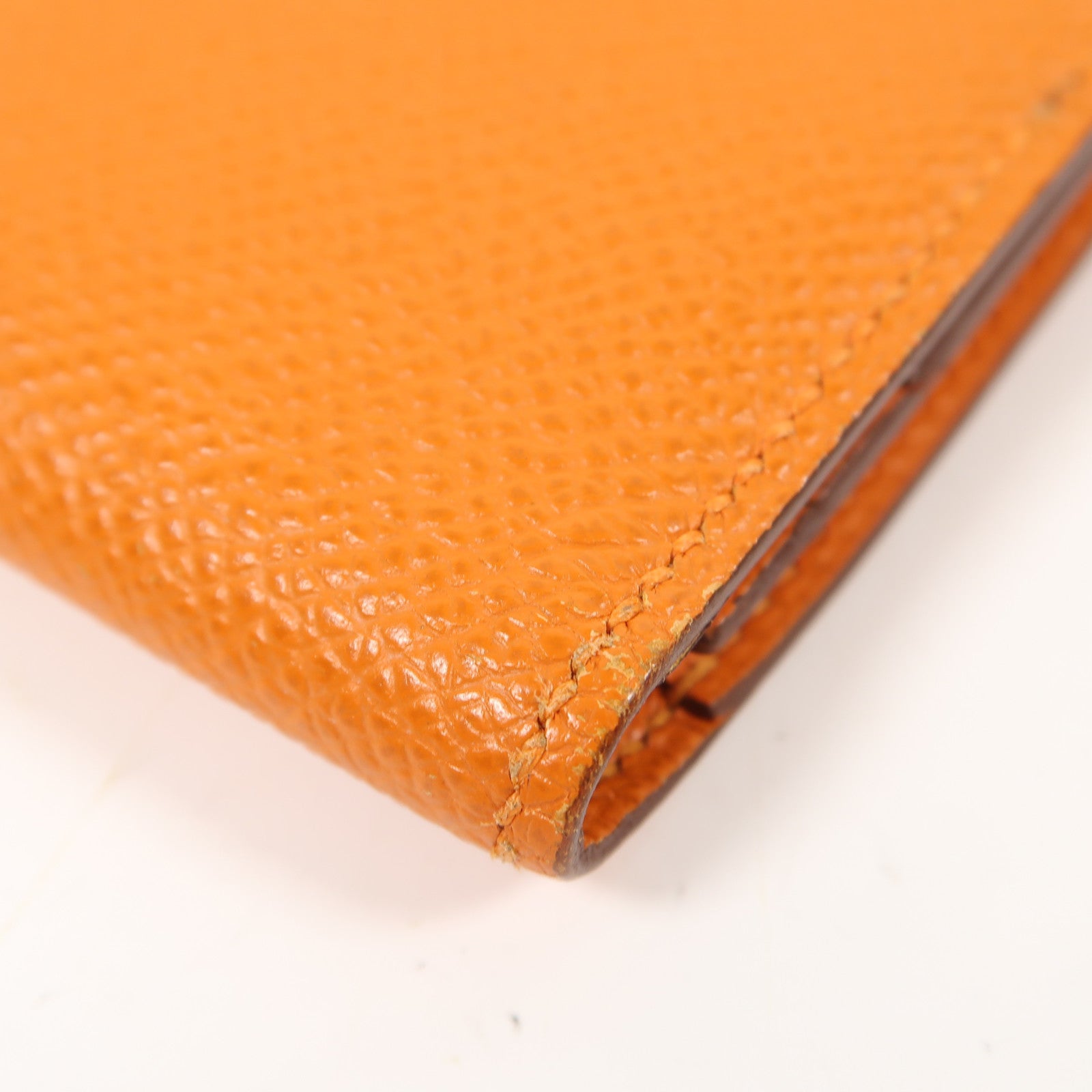 HERMES 【激減優惠】Epsom皮革Bearn Long Wallet銀扣長錢包橙色