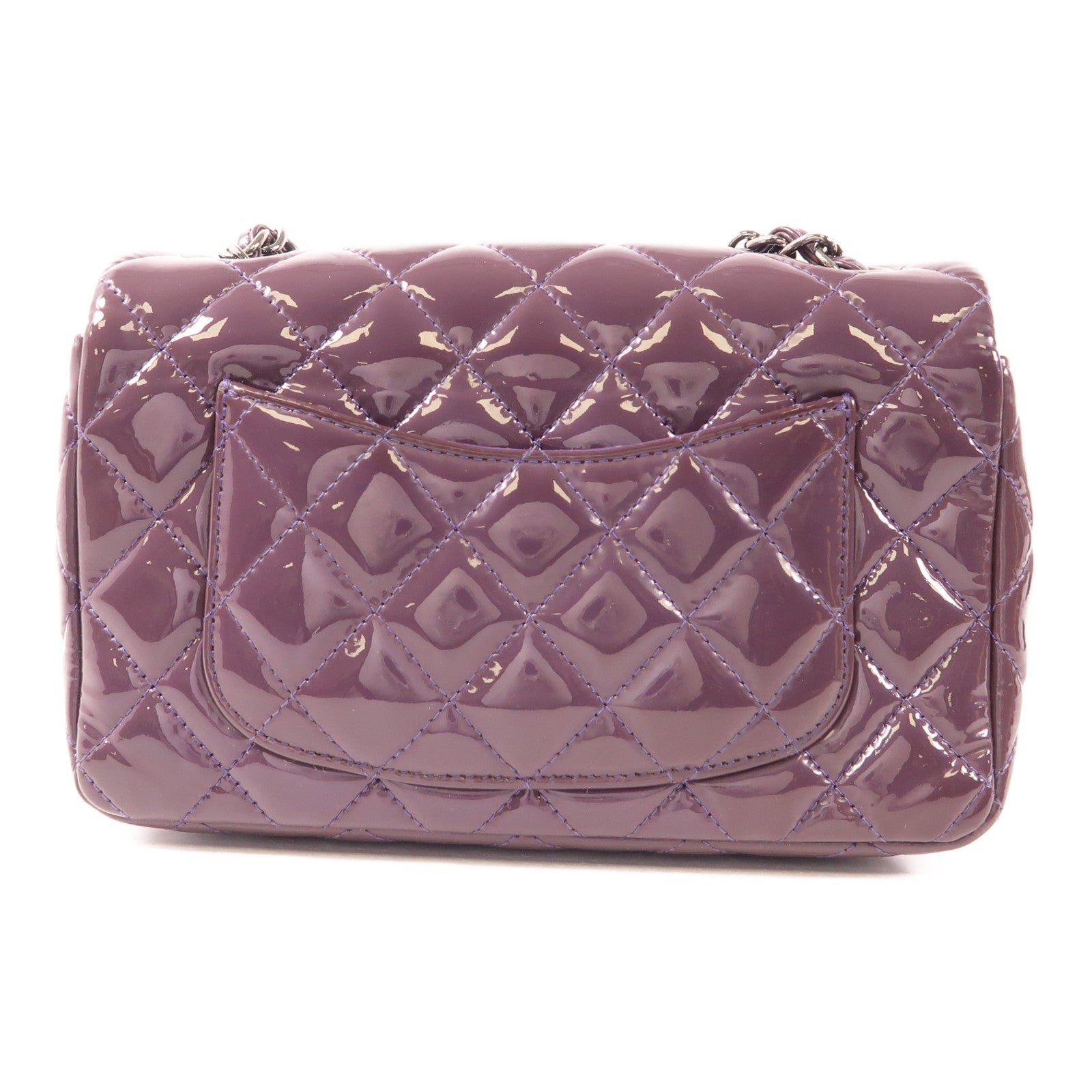CHANEL 漆皮皮革Mini Classic 20銀扣鏈帶肩背袋– Brand Off Hong