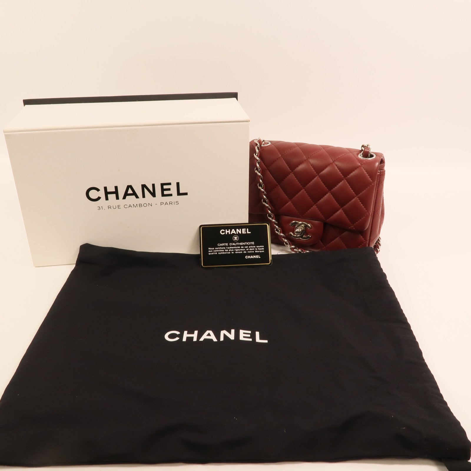CHANEL 羊皮皮革Mini Classic 17銀扣鏈帶肩背袋