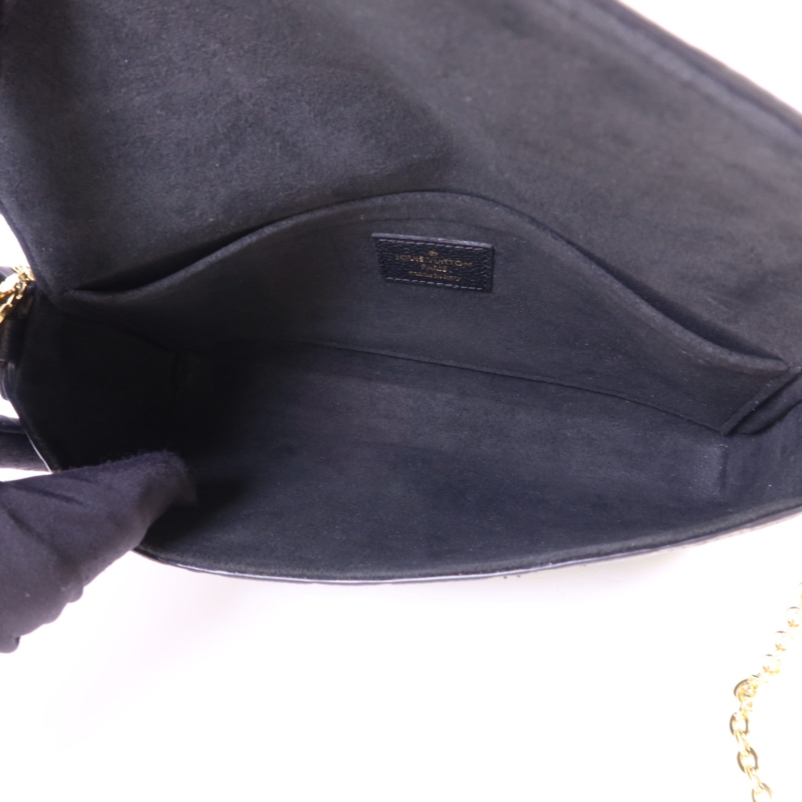 LOUIS VUITTON Monogram Empreinte Felicie Pochette金扣鏈帶肩背袋