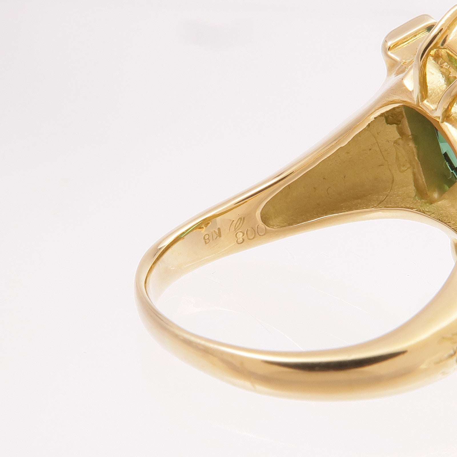 JEWELRY 18K黃金Tourmaline Diamond Ring電氣石/鑽石戒指US#7.5