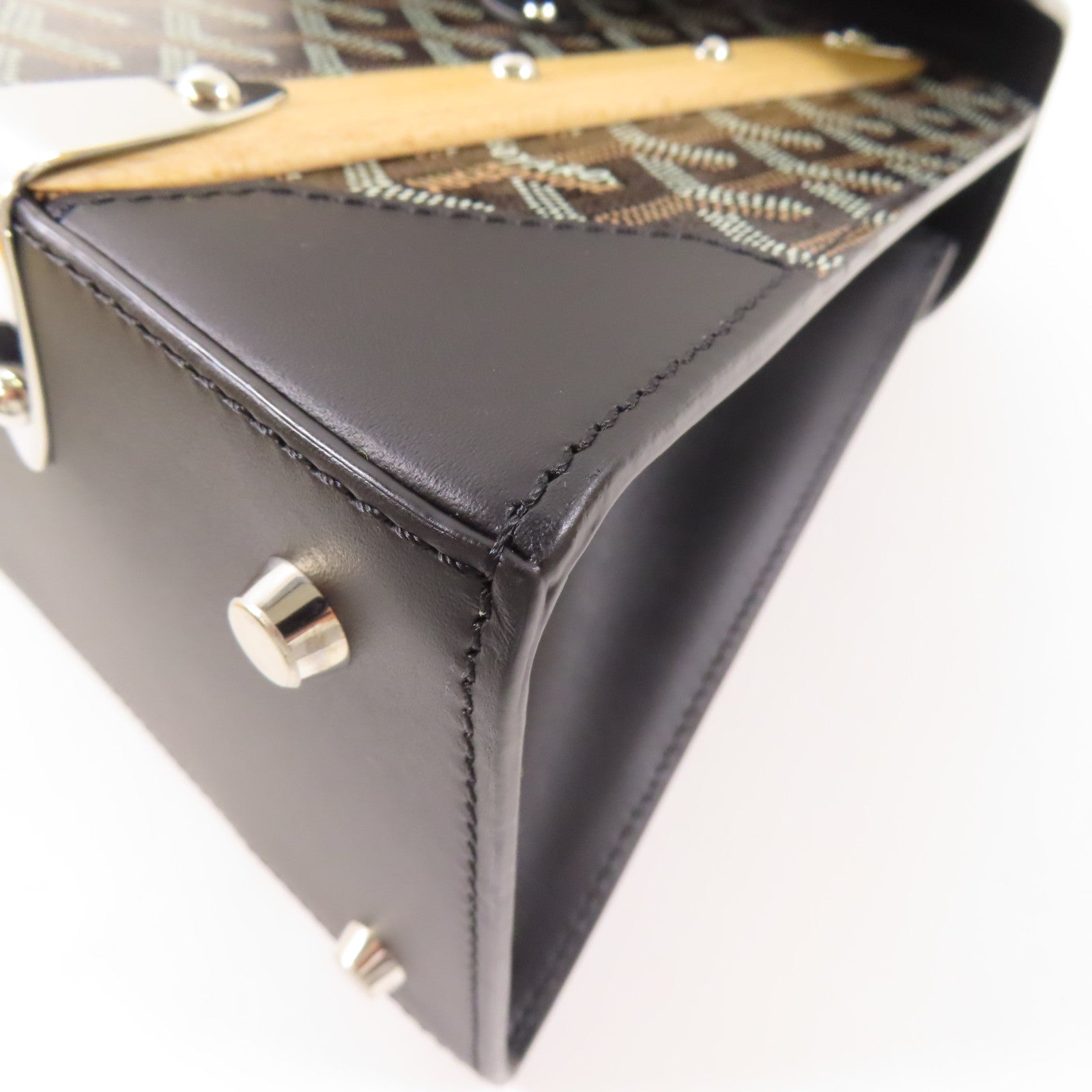 GOYARD 塗層帆布/皮革Saigon銀扣手挽肩背兩用袋