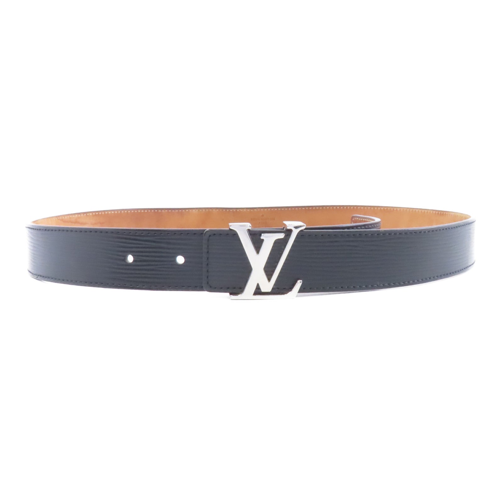 LOUIS VUITTON Epi Belt 85cm銀扣皮帶黑色