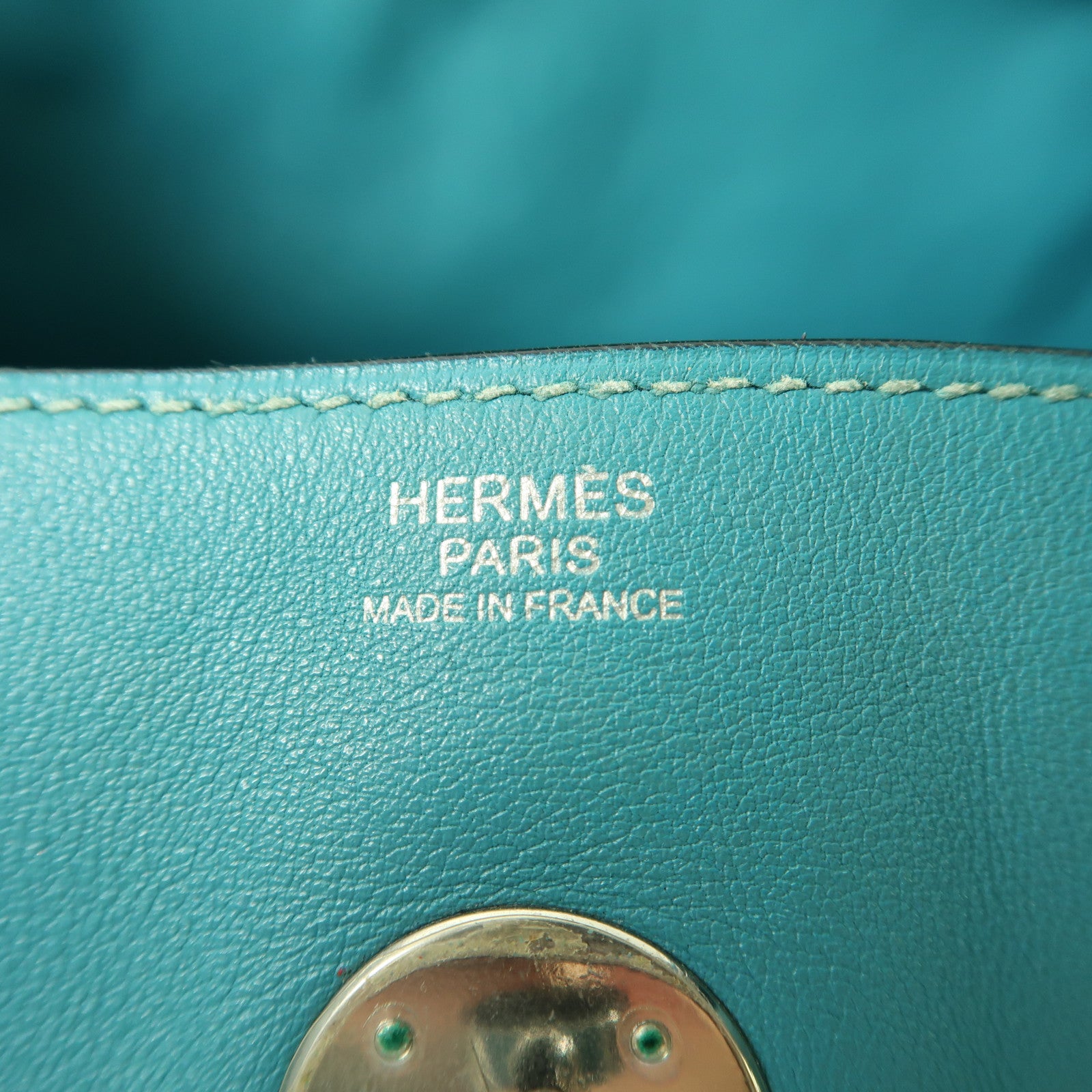 HERMES PHW Lindy 30 2 Way Shoulder Handbag Swift Leather Bleu Paon Green