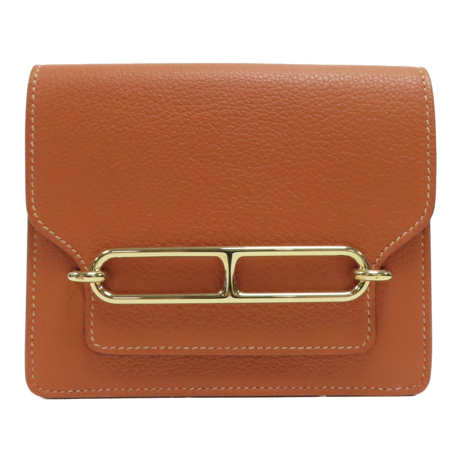 HERMES Evercolor皮革Roulis Slim金扣錢包啡色