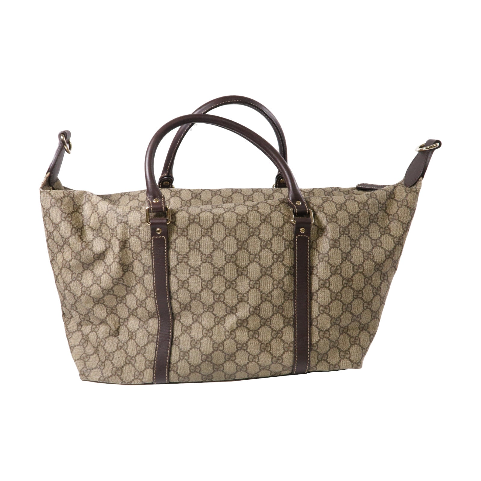 GUCCI 塗層帆布Boston Bag金扣手挽肩背兩用袋啡色