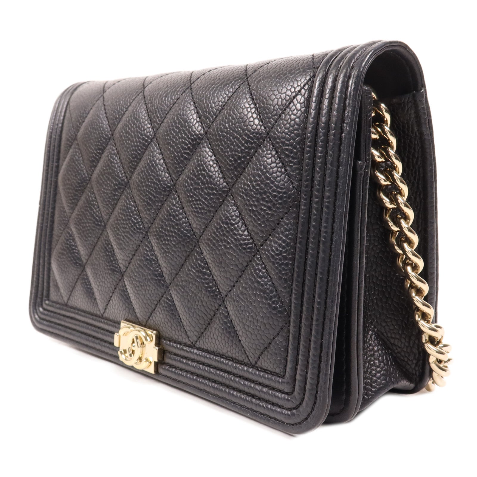 CHANEL 牛皮皮革Boy WOC Wallet On Chain金扣鏈帶肩背袋