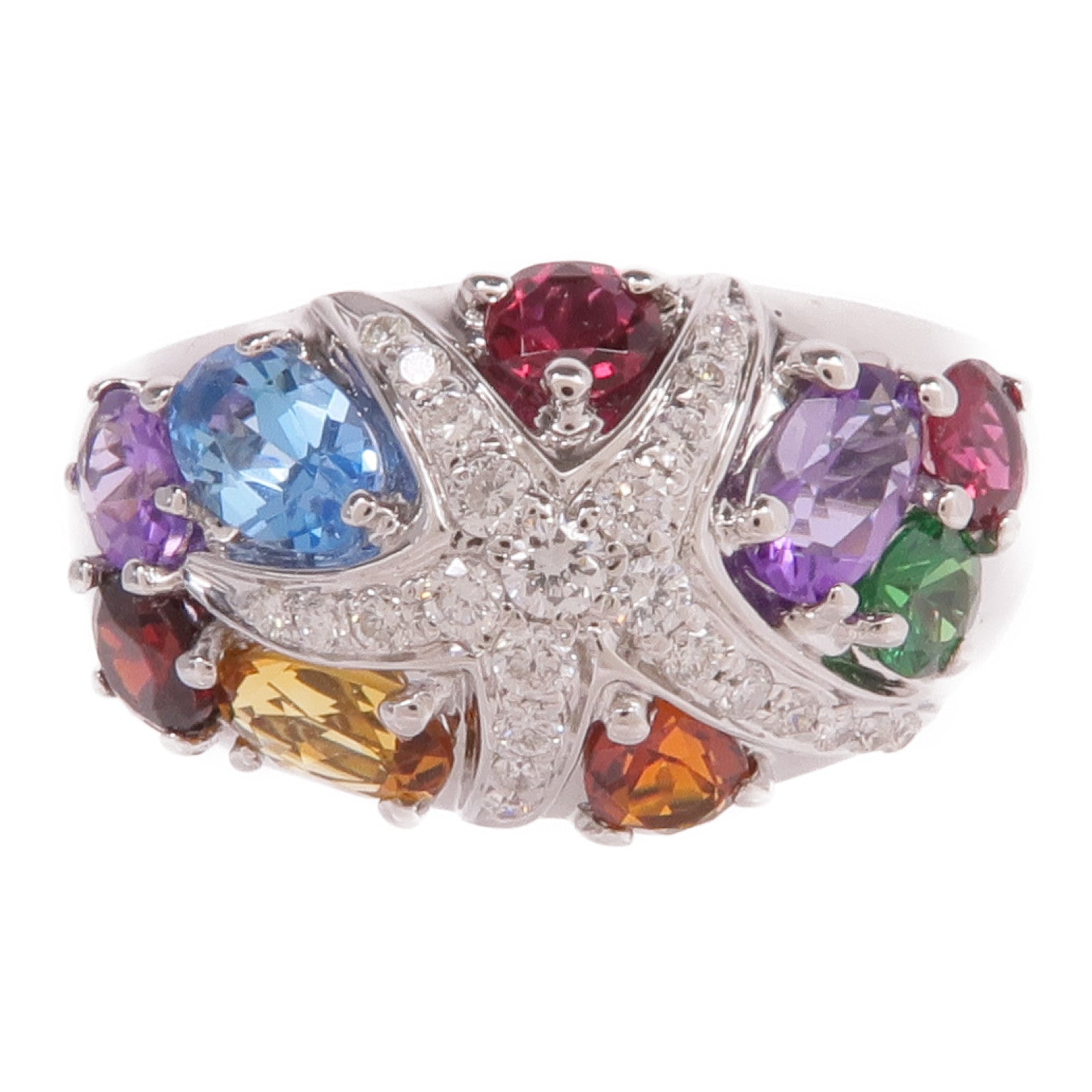 JEWELRY 18K白金Color Stones/Diamond Ring彩色寶石/鑽石戒指US#6.25