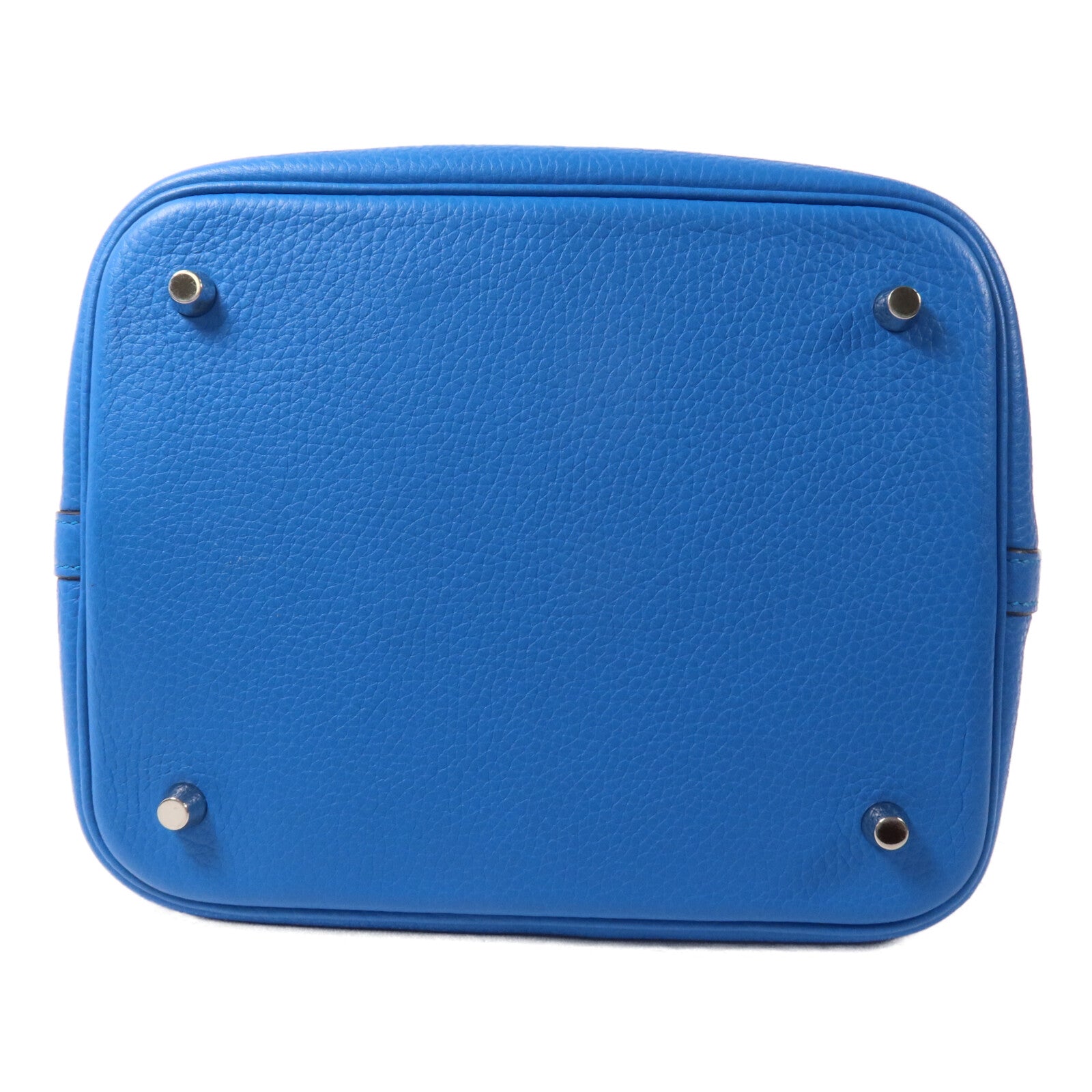 HERMES Clemence皮革Picotin MM扣手挽袋Bleu Zanzibar