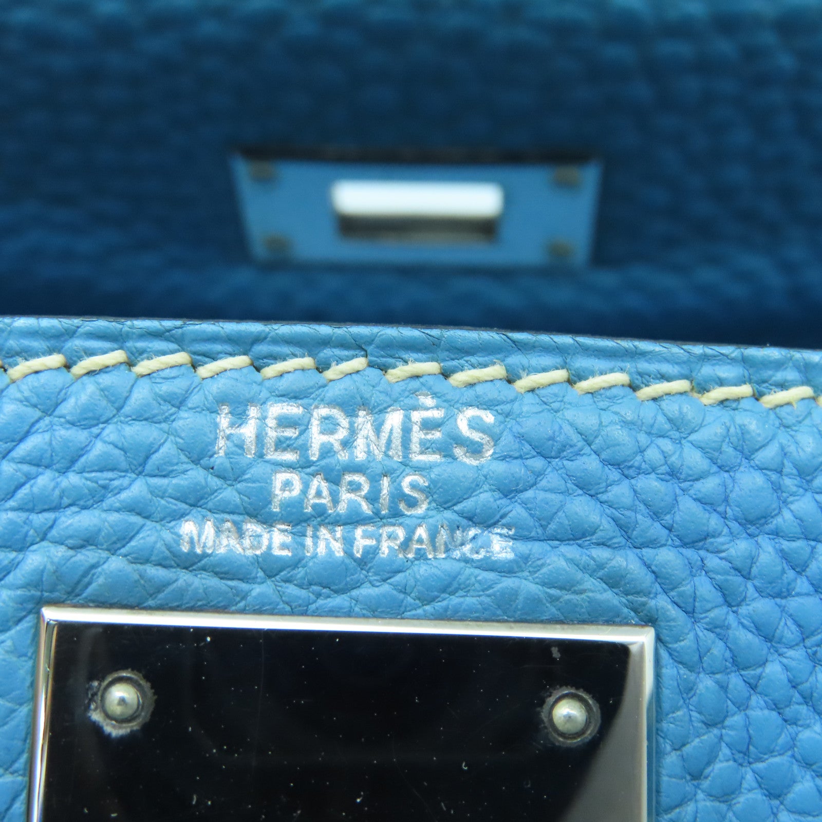 HERMES 【激減優惠】Togo皮革Kelly 28銀扣手挽肩背兩用袋牛仔藍