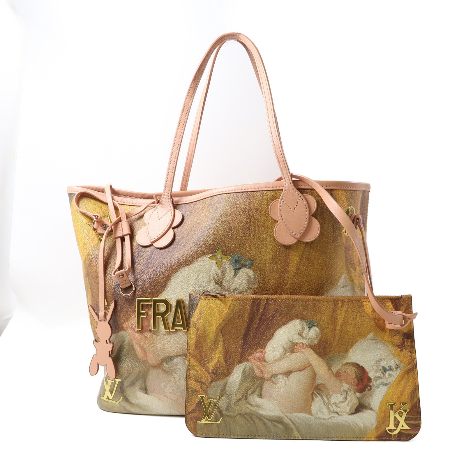 LOUIS VUITTON Masters Collection Fragonard Neverfull Masters手挽袋棕色/粉紅色