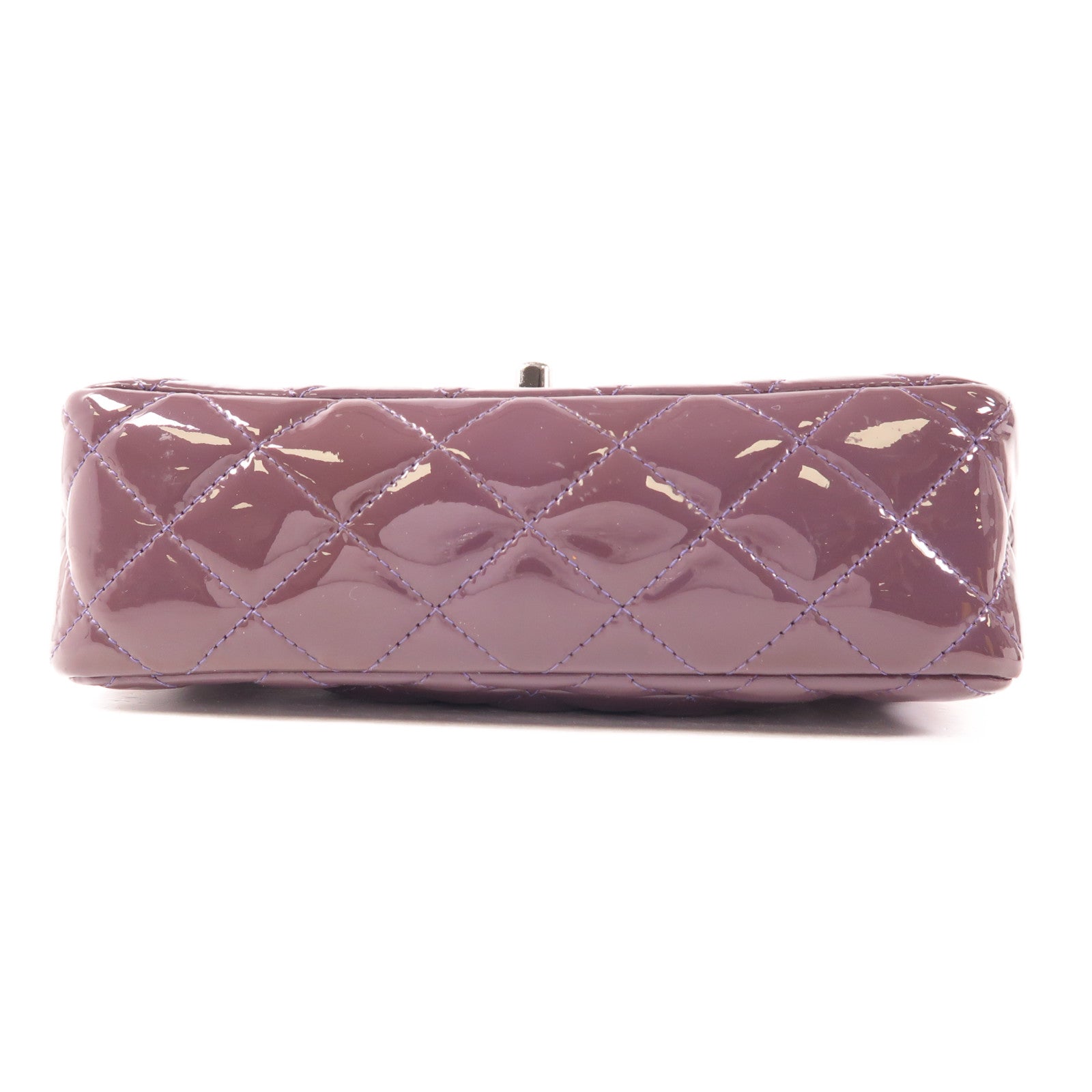 CHANEL 漆皮皮革Mini Classic 20銀扣鏈帶肩背袋