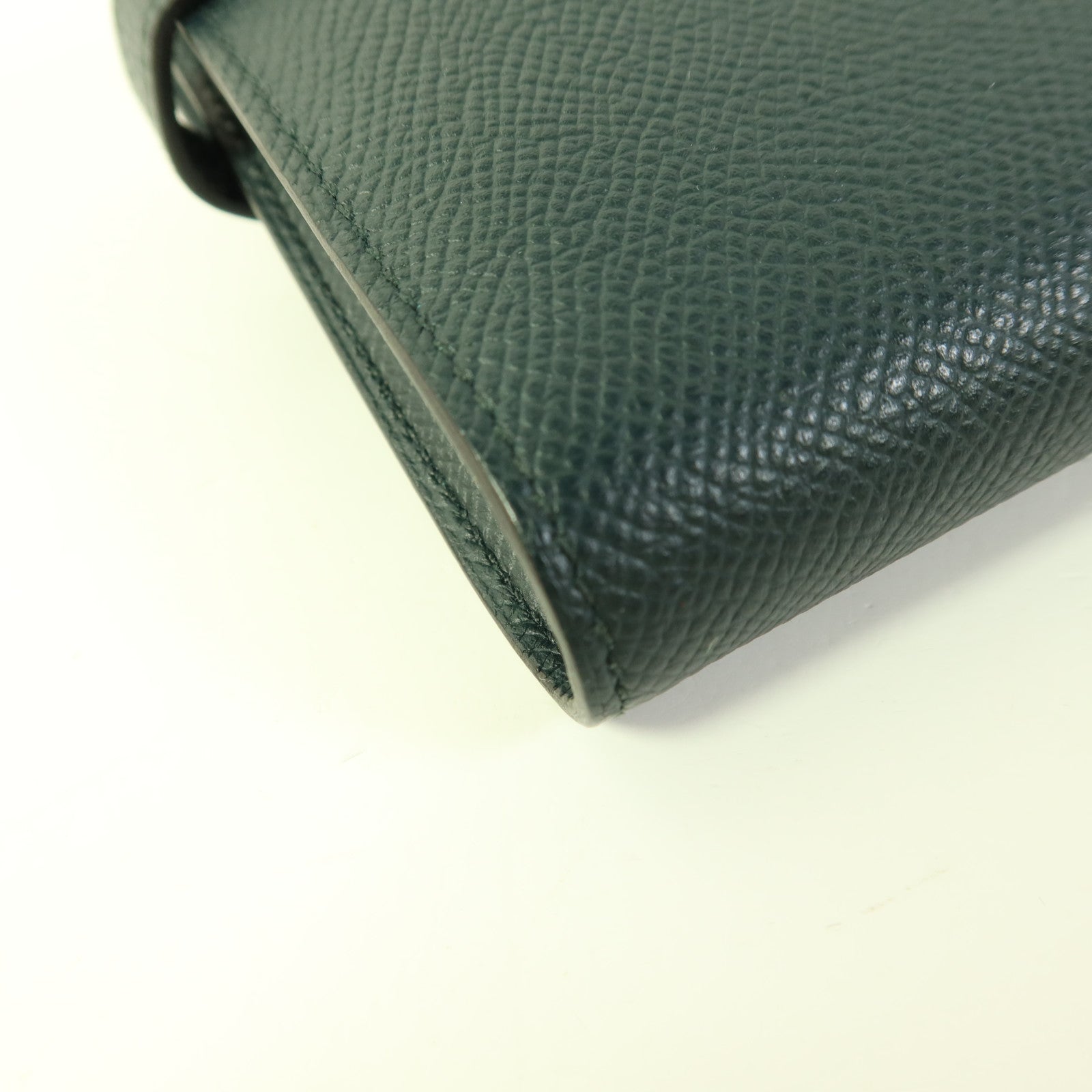 HERMES Epsom皮革Kelly Long Wallet金扣長錢包Vert Cypres